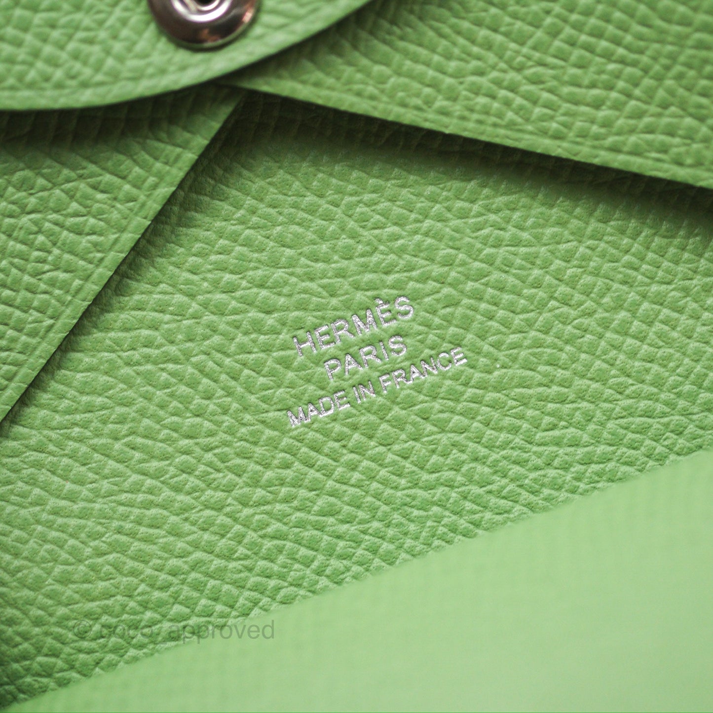 Hermès Calvi Duo Compact Card Holder 3I Vert Criquet Epsom Palladium Hardware