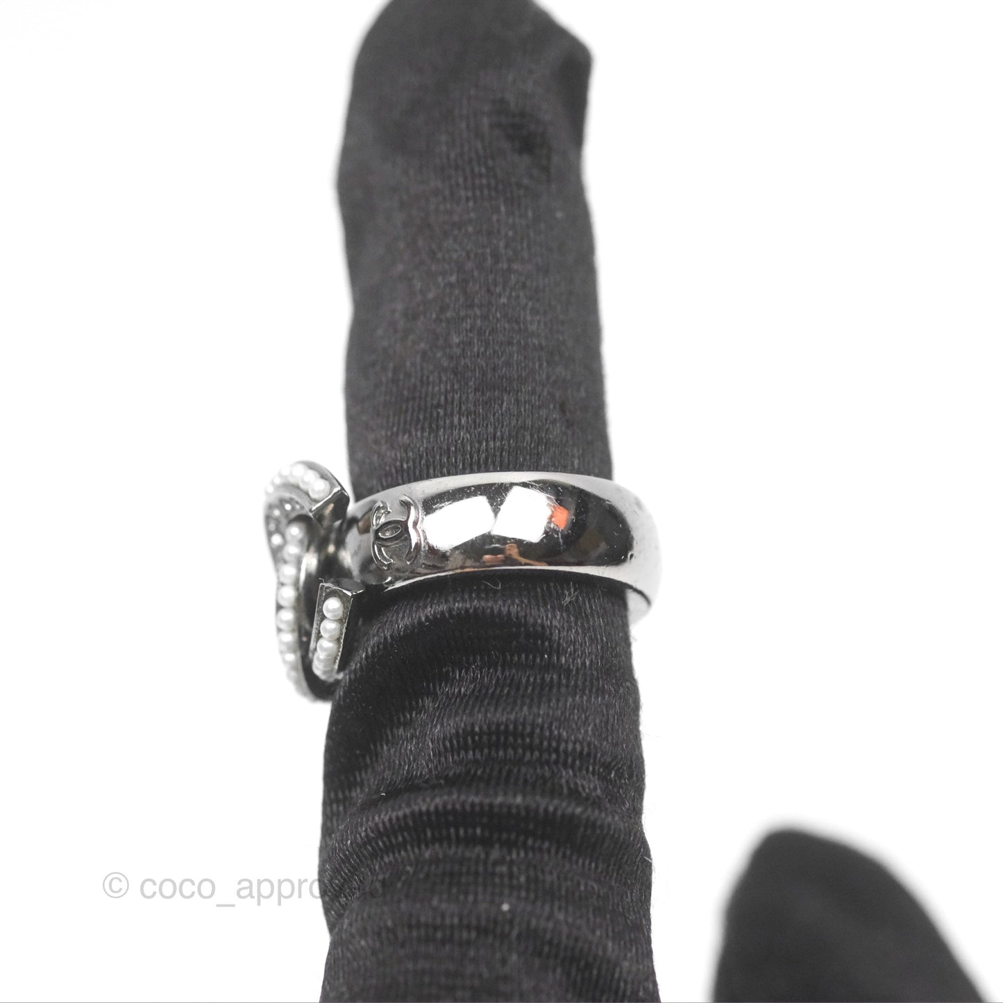 Chanel CC Ring Brushed Silver Tone 10A