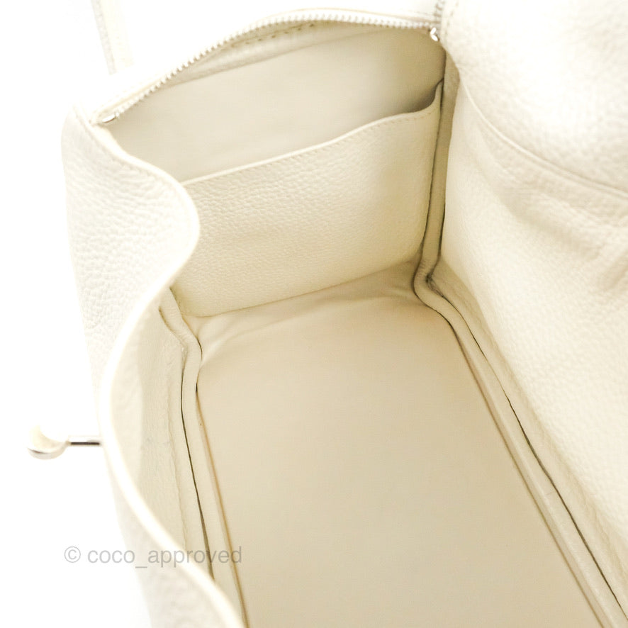 Hermes Lindy 30 White Clemence Palladium Hardware