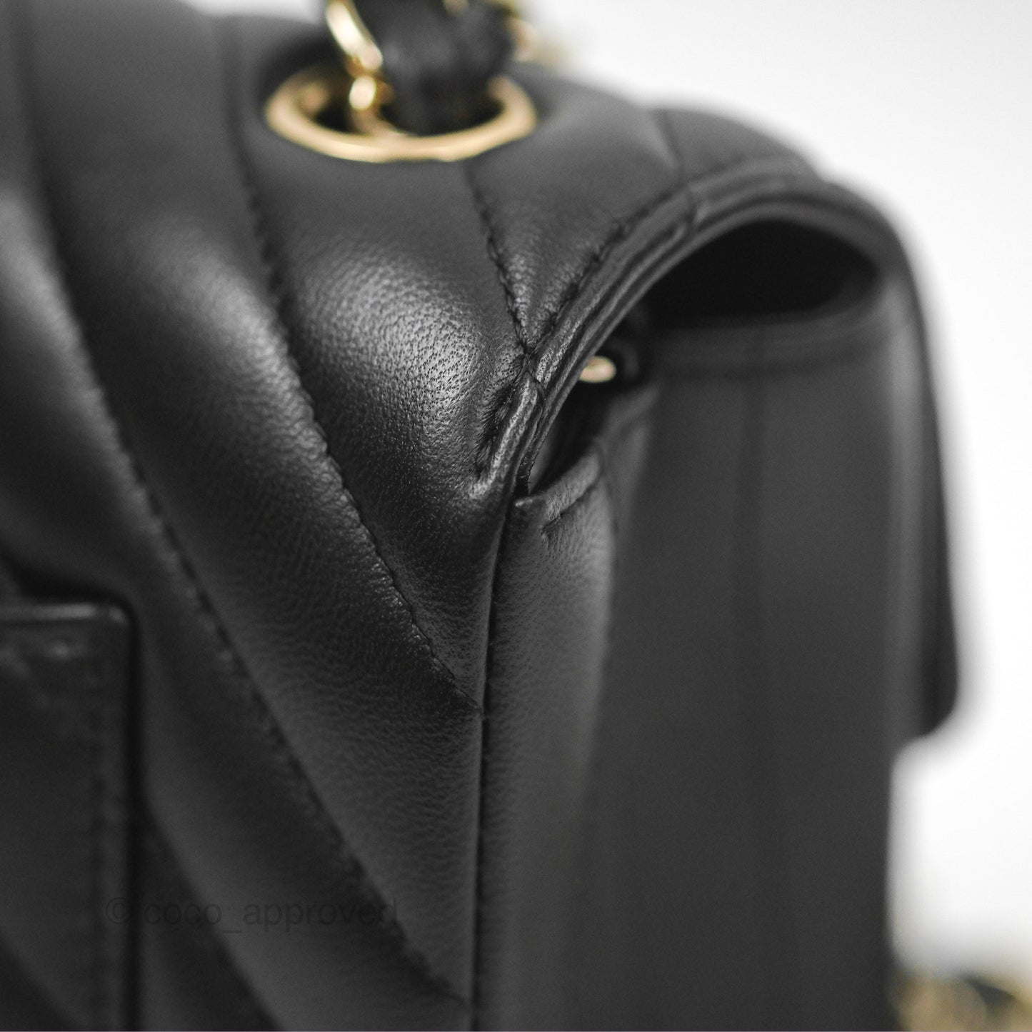 Chanel Chevron Mini Rectangular Flap Black Lambskin Gold Hardware