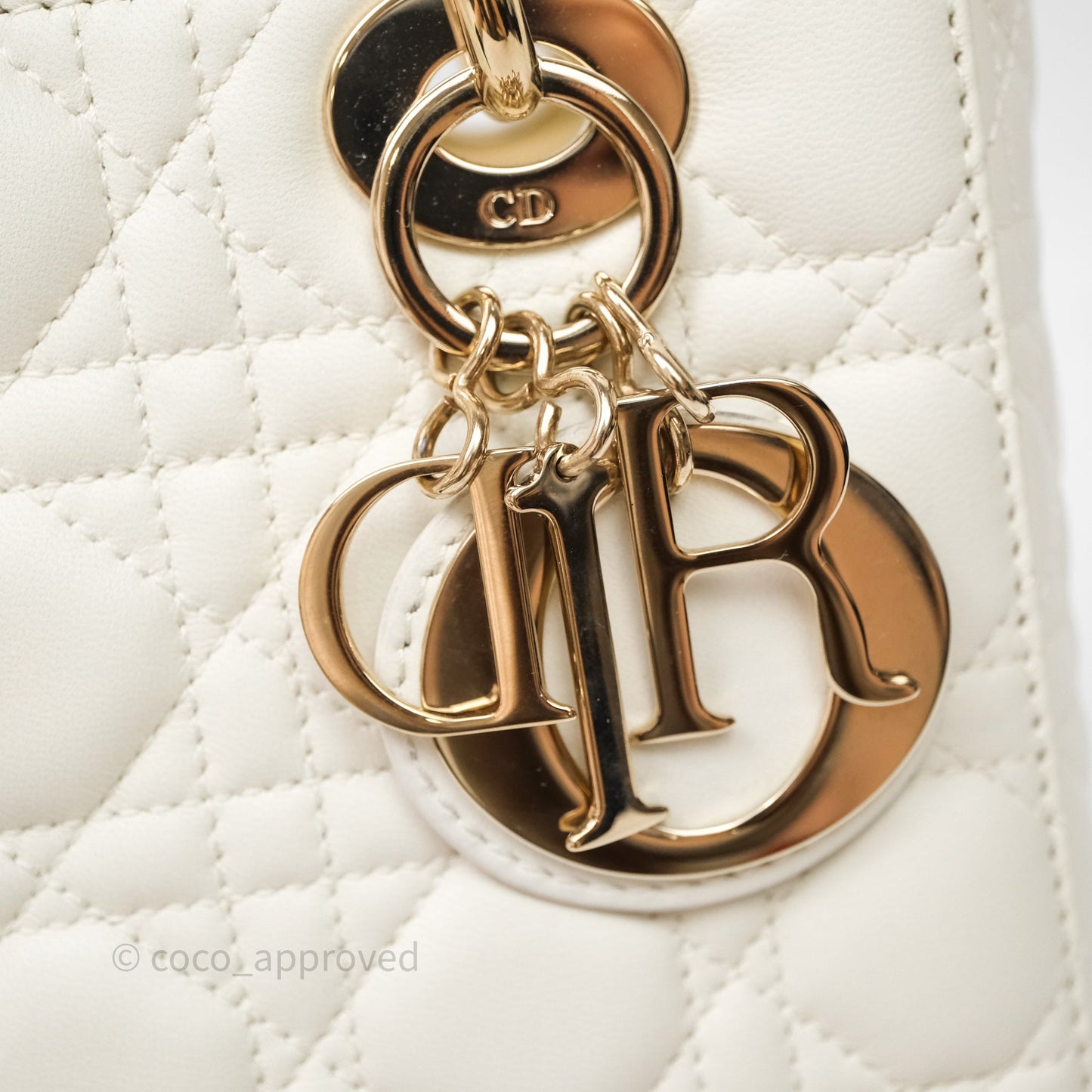 Christian Dior Small My ABCDior Lady Dior Bag White Cannage Lambskin Gold Hardware