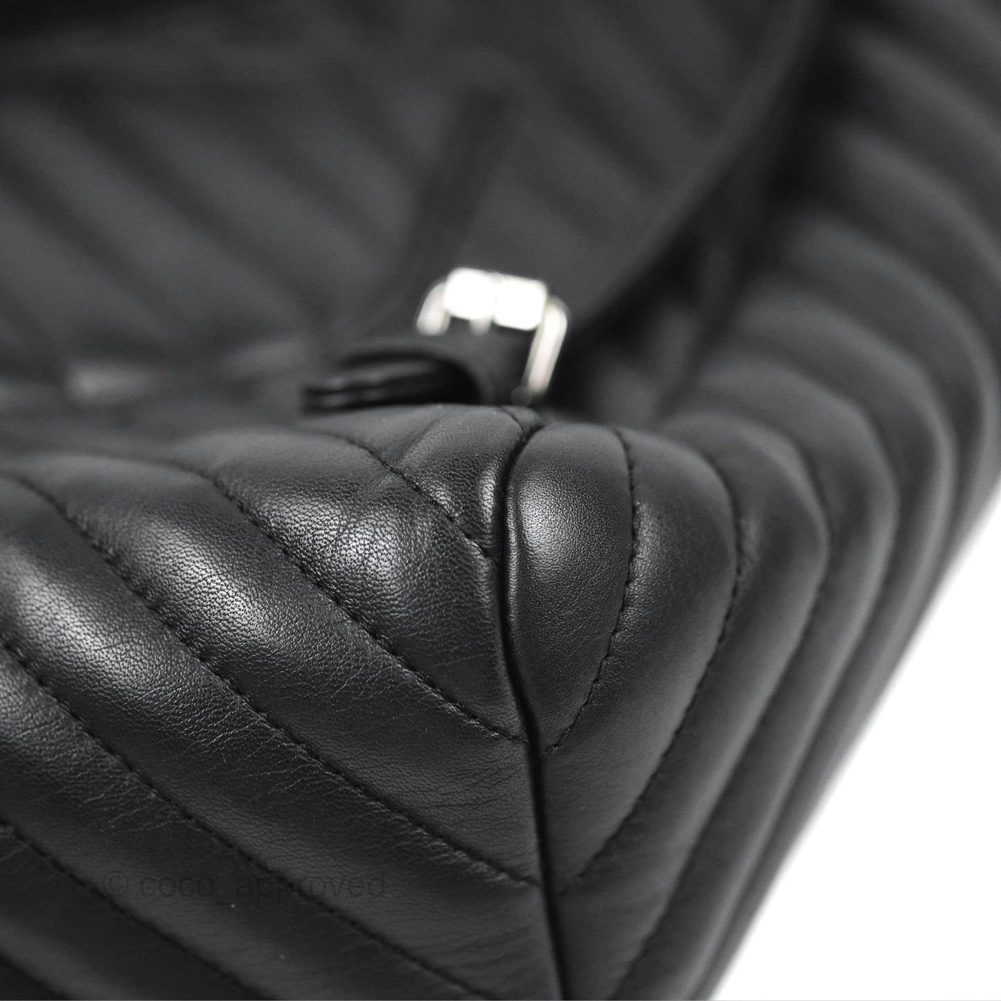 Chanel Medium Chevron Urban Spirit Backpack Black Calfskin Silver Hardware