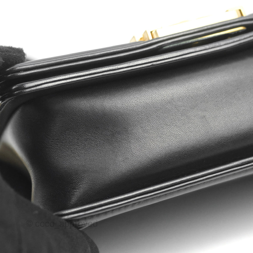 Chanel Small Boy Black Lambskin Aged Gold Hardware