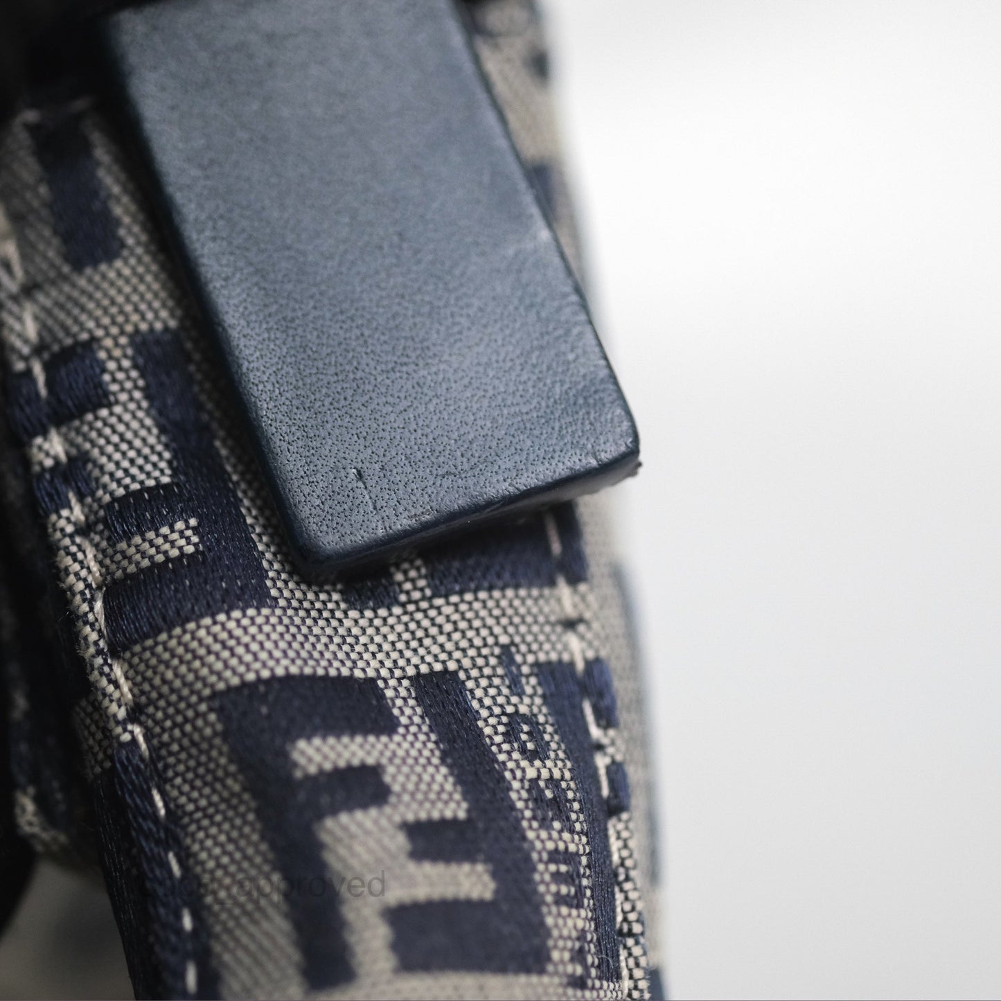 Fendi Vintage Baguette Shoulder Bag Grey/ Navy Canvas