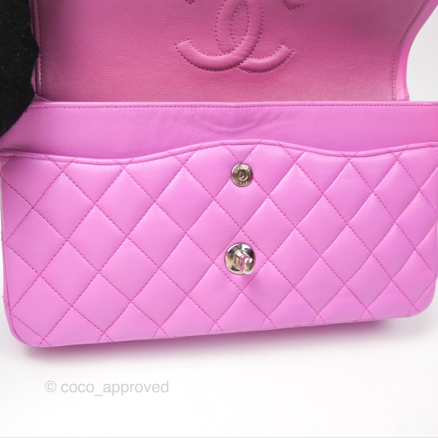 Chanel Medium Classic Flap Quilted Purple Lambskin Silver Hardware