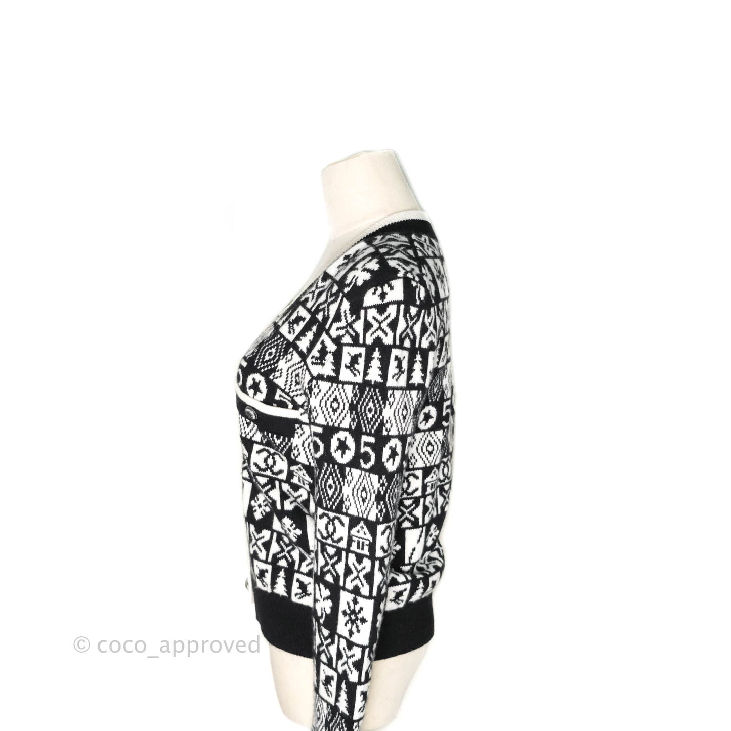 Chanel Black & White Cashmere Cardigan 19B