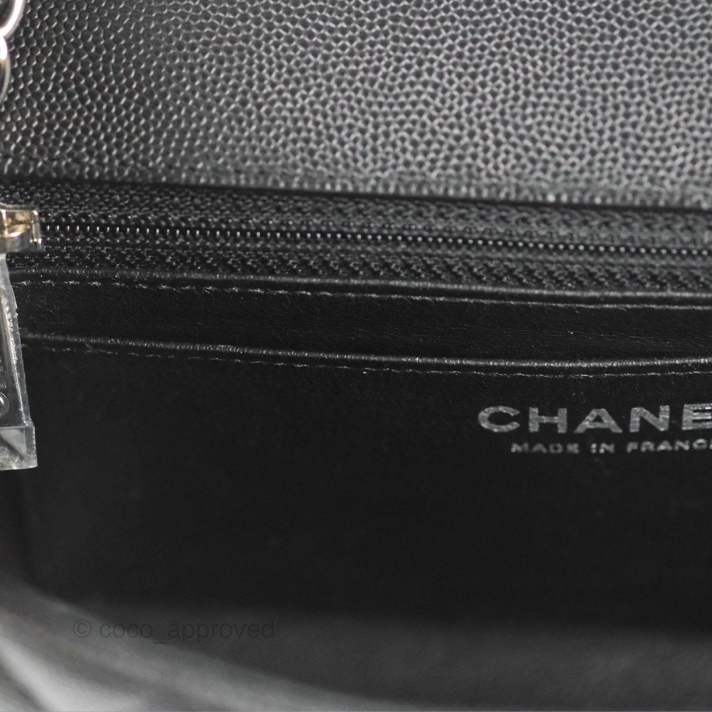 Chanel Quilted Mini Rectangular Flap Black Caviar Silver Hardware