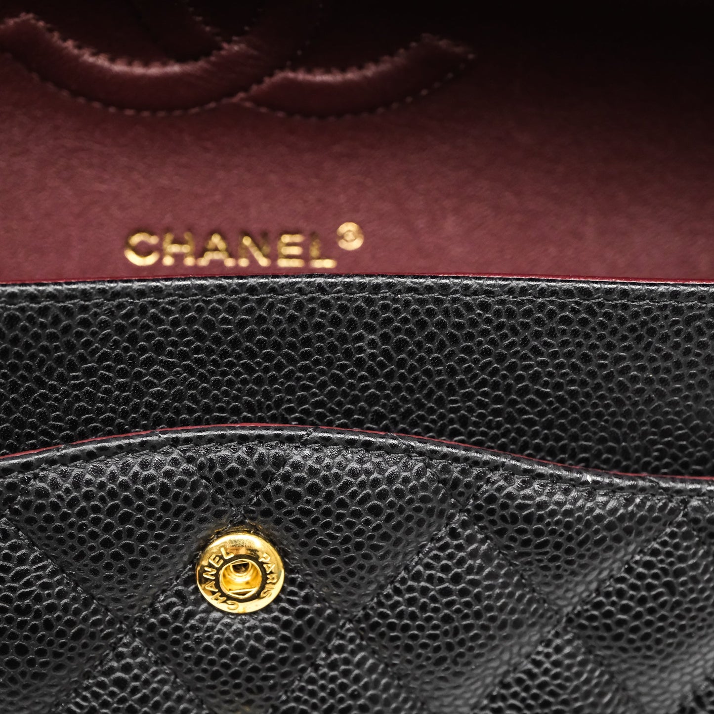 Chanel Classic M/L Medium Flap Quilted Black Caviar Gold Hardware