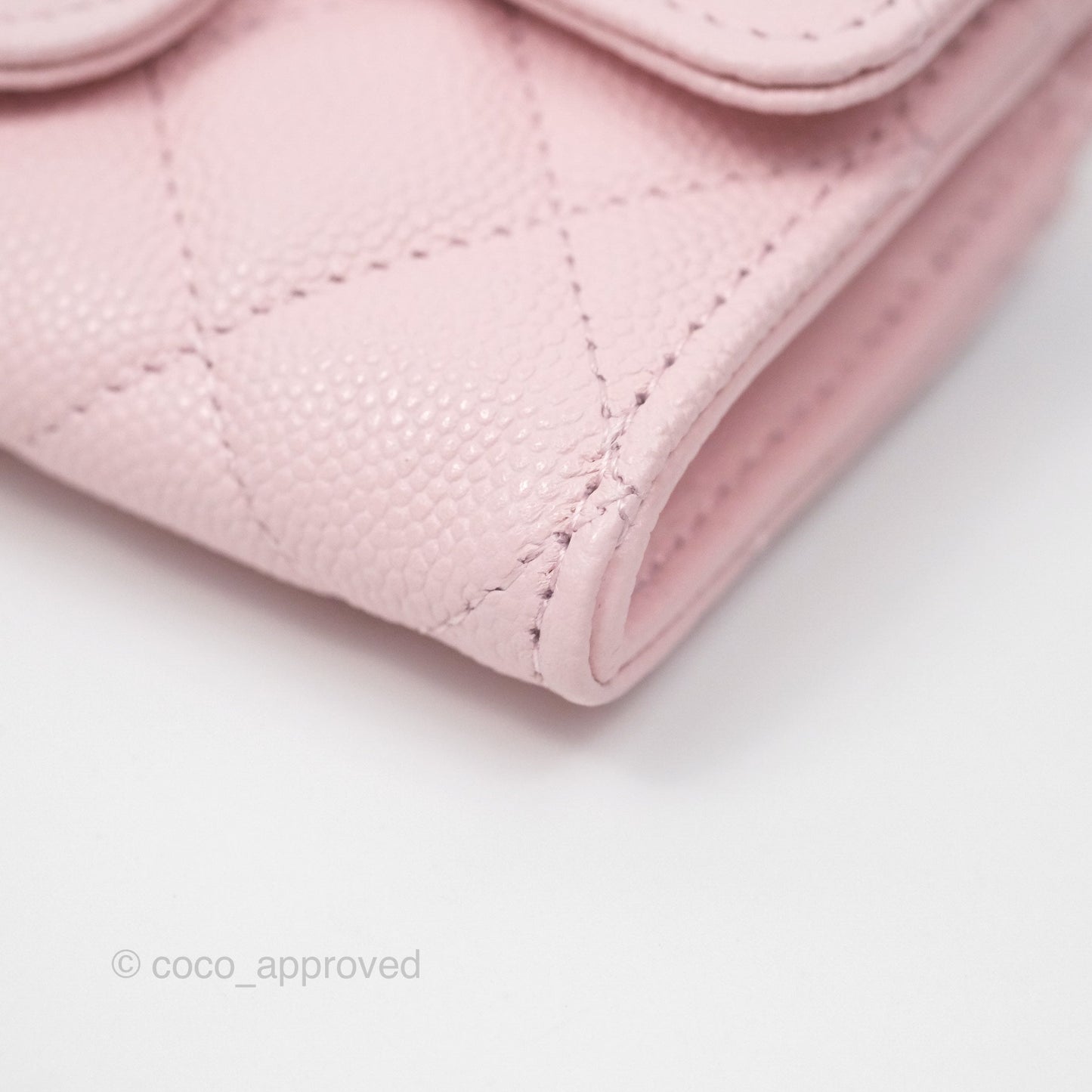 Chanel Quilted Flap Card Holder Caviar Pink Gold Hardware