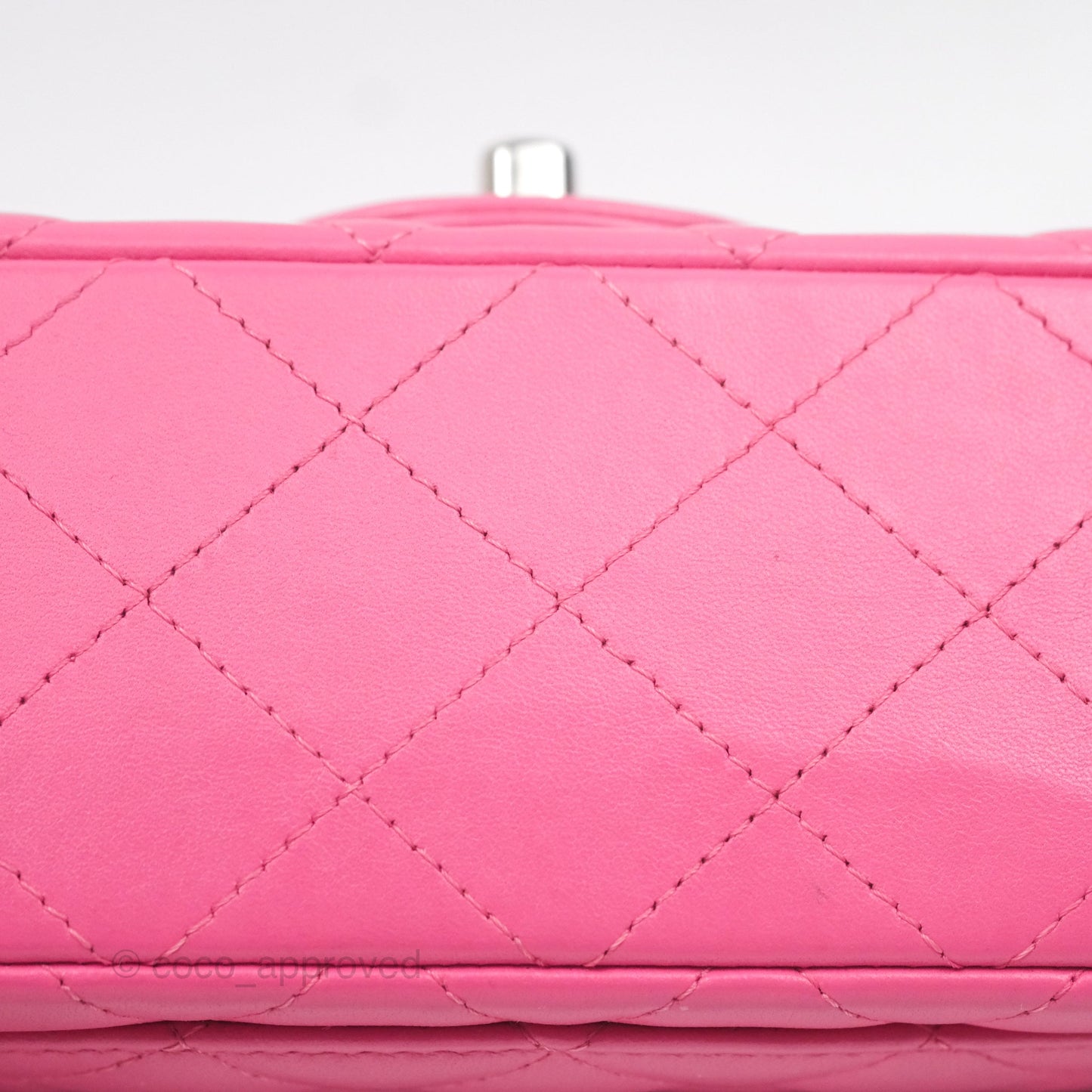 Chanel Quilted Mini Rectangular Flap Pink Lambskin Silver Hardware