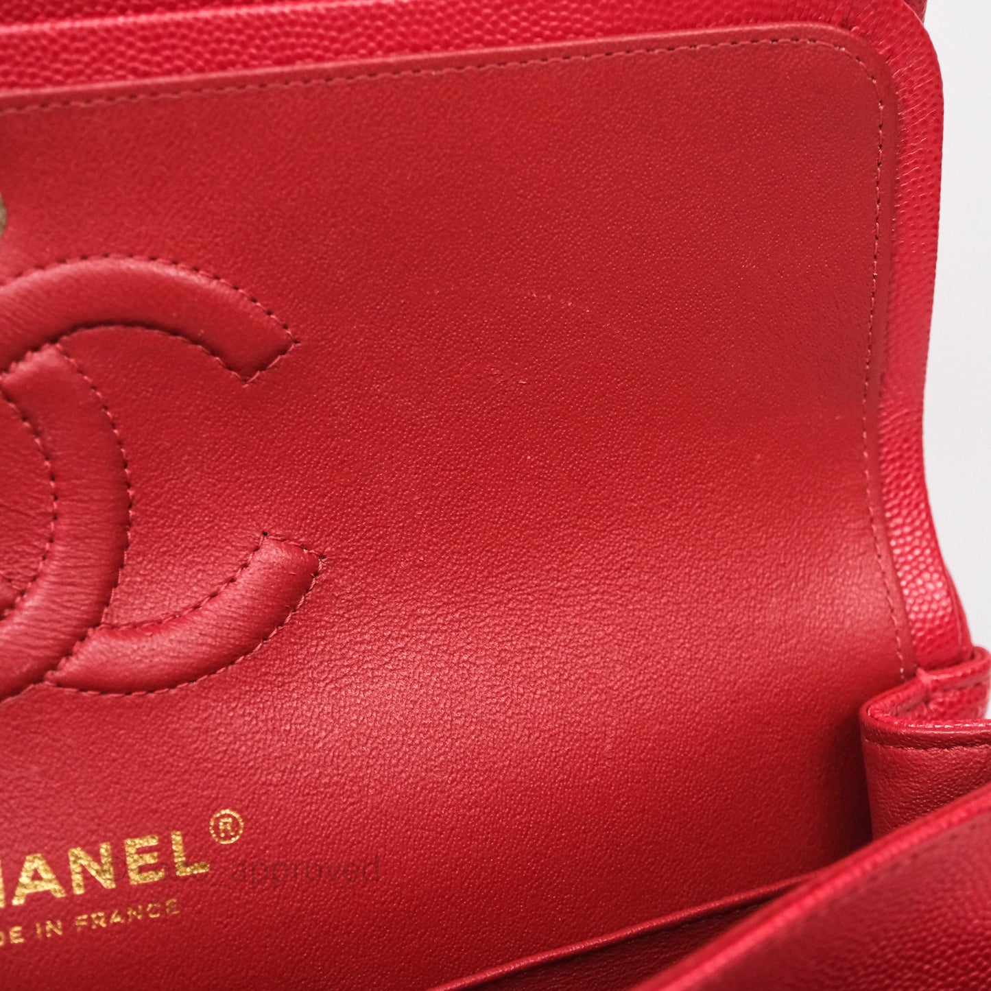 Chanel Classic M/L Medium Flap Quilted Red Caviar Gold Hardware