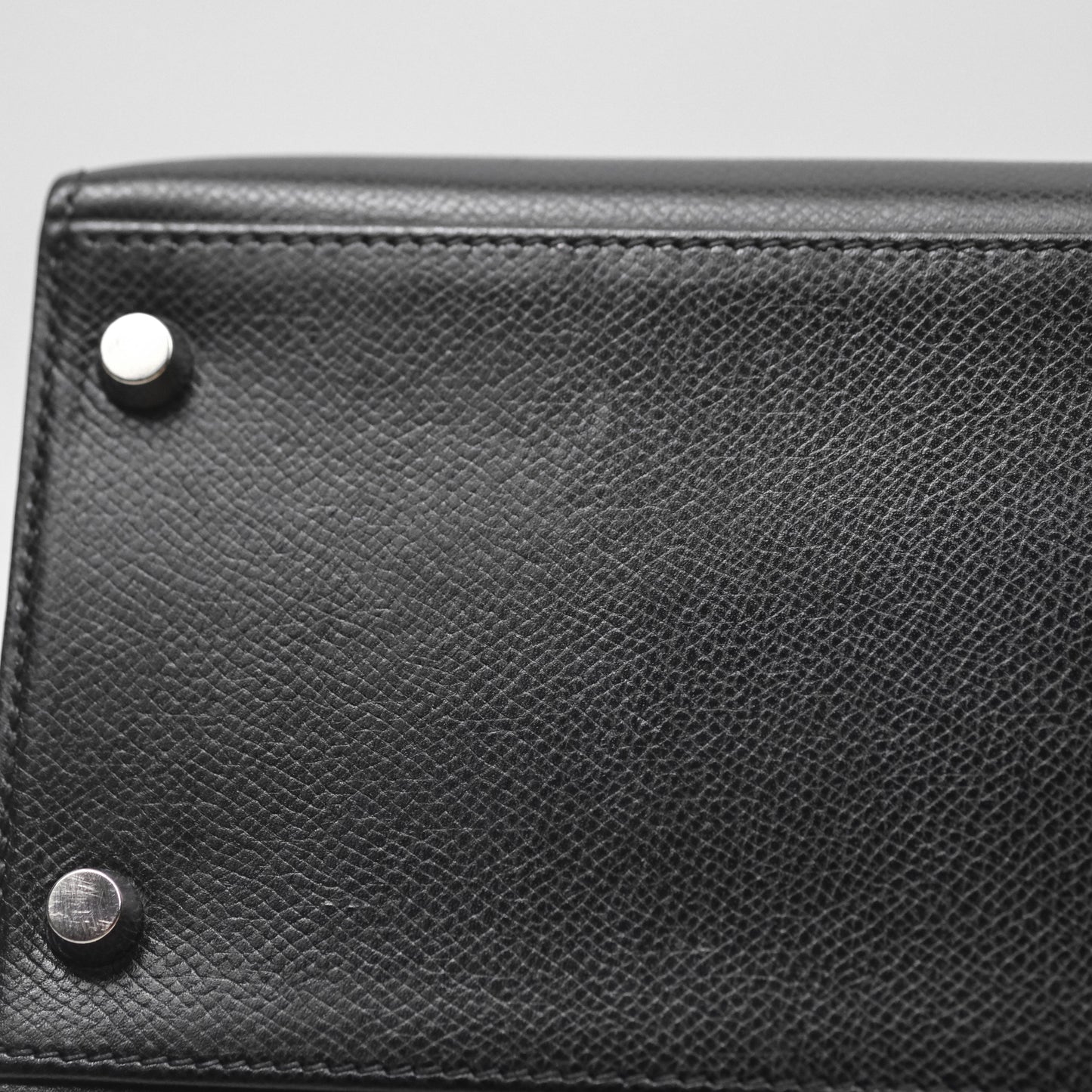 Hermès Vintage Kelly 28 Sellier Noir 89 Courchevel Palladium Hardware