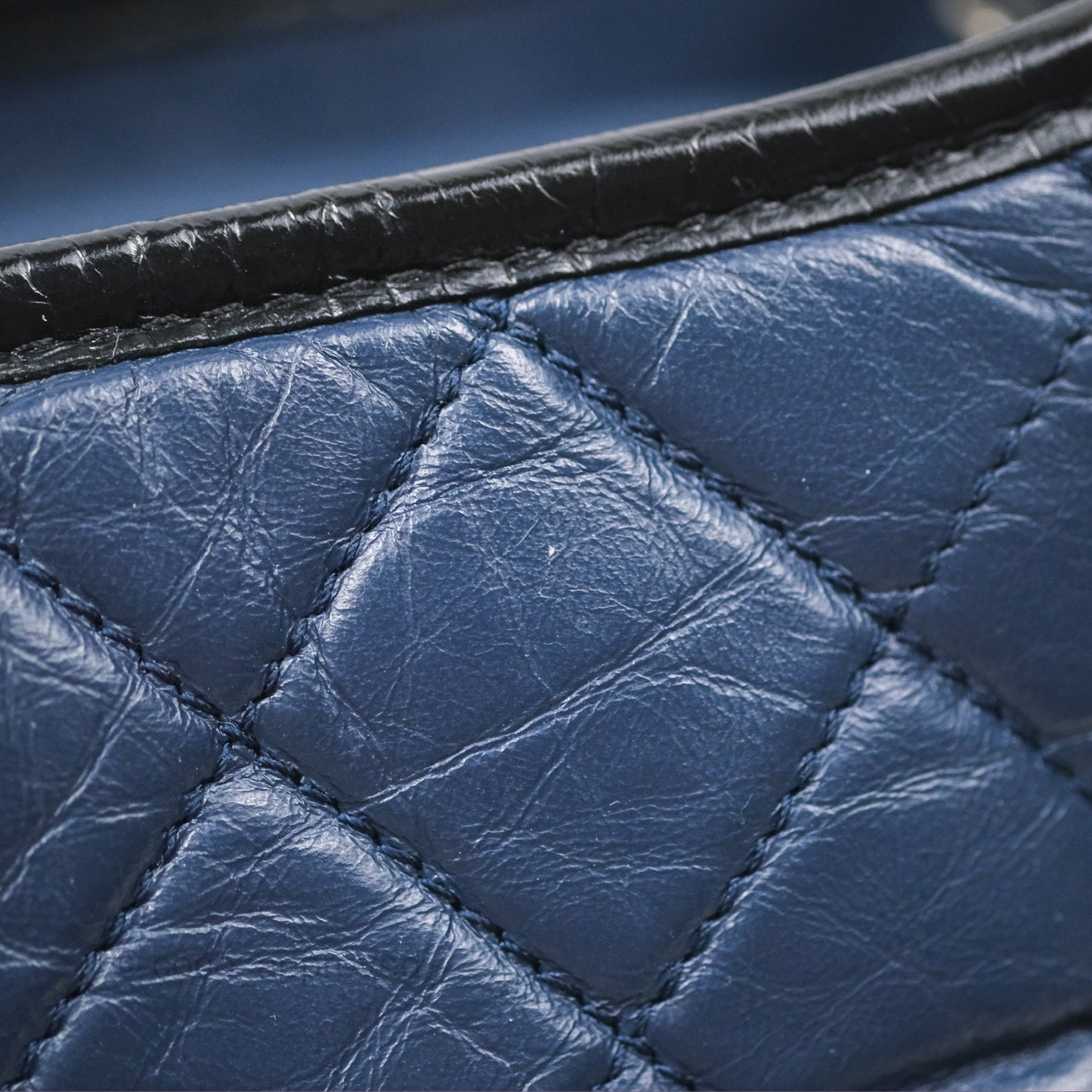 Chanel Large Gabrielle Hobo Navy Black Aged Calfskin Mixed Hardware