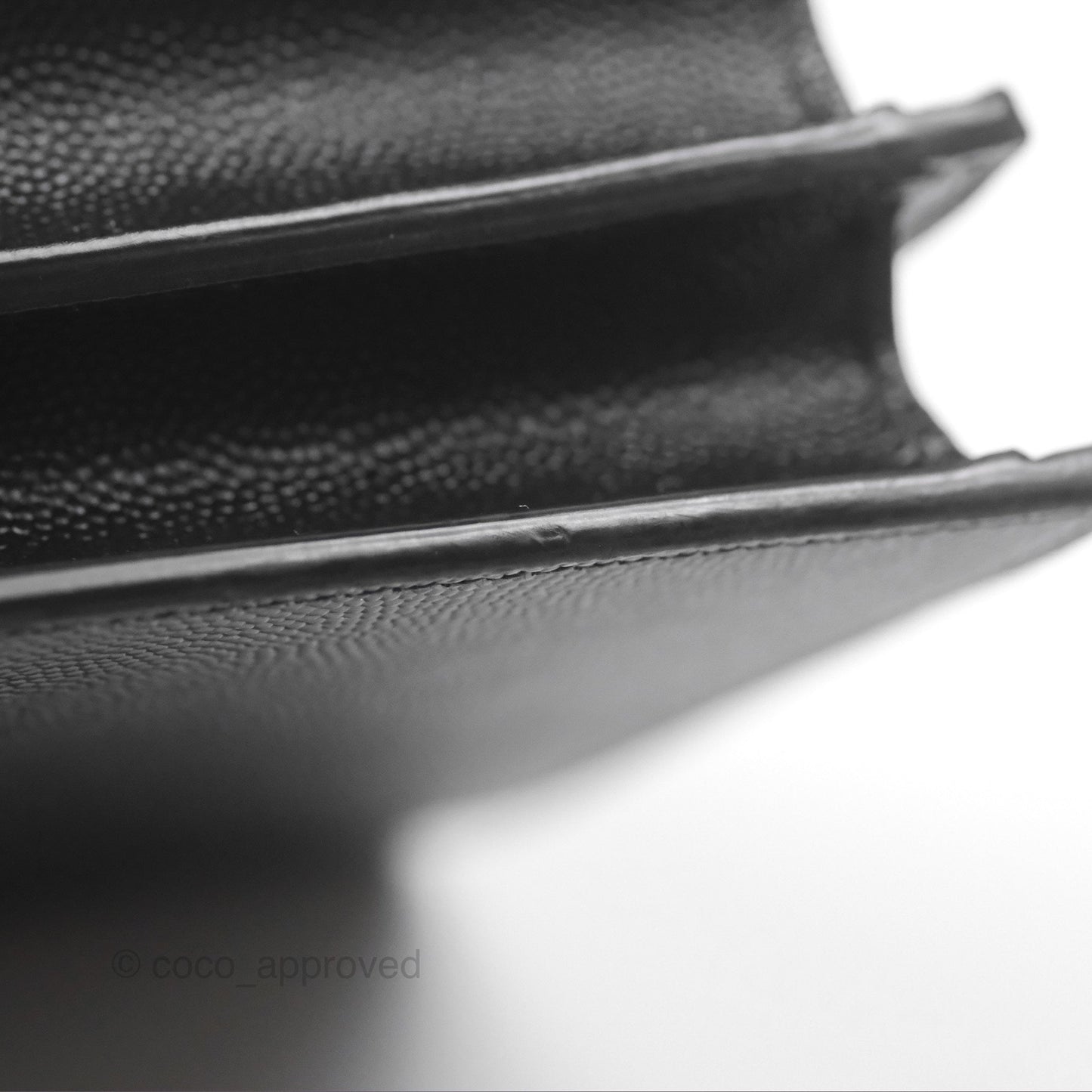 Saint Laurent Cassandra in Grain De Poudre Embossed Leather Black