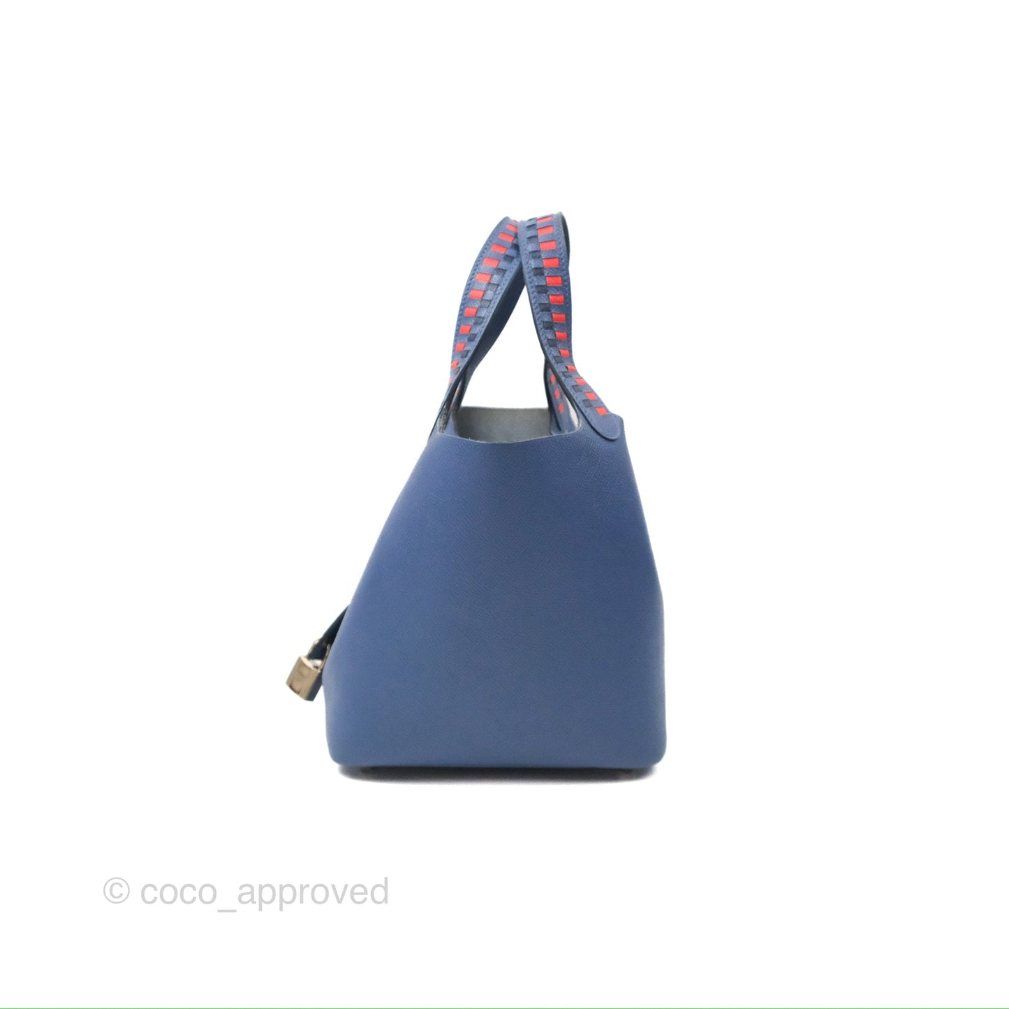 Hermès Tressage De Cuir Picotin Lock 18 Bleu Encre/Brique/Black Epsom Palladium Hardware