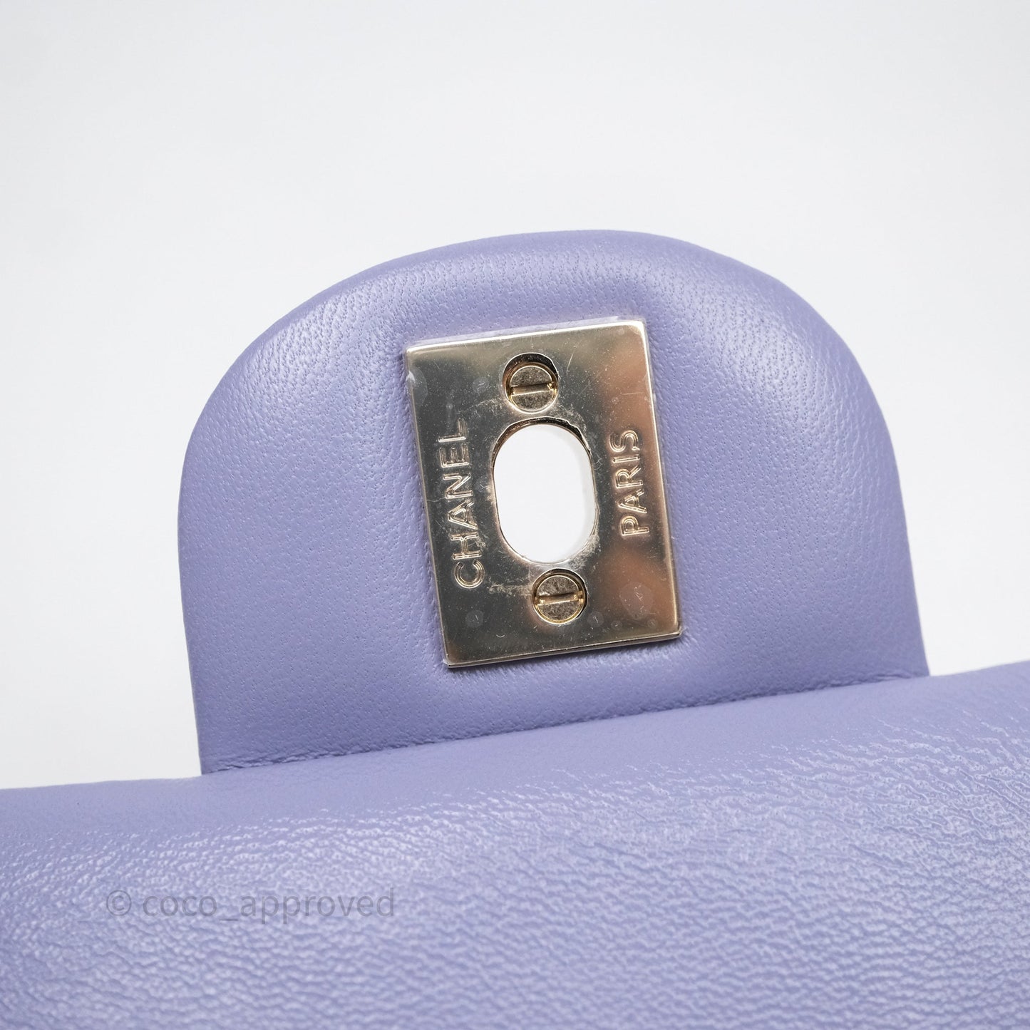 Chanel Top Handle Mini Rectangular Flap Purple Lambskin Gold Hardware