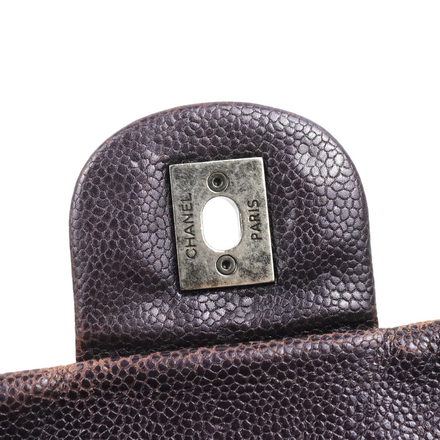 Chanel Jumbo Easy Flap Bag Caviar Dark Purple Ruthenium Hardware