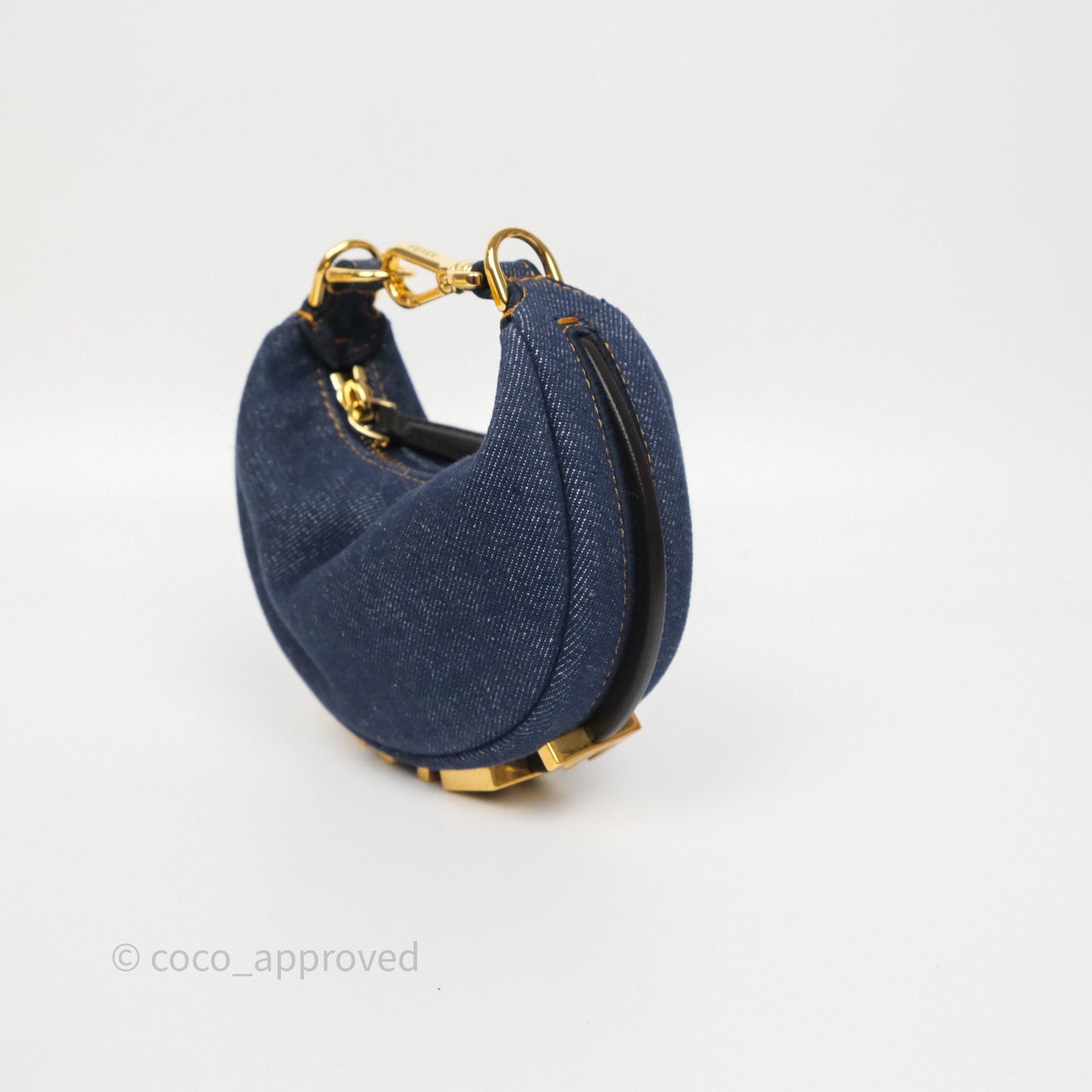 Fendi Nano Fendigraphy Hobo Charm Blue Denim