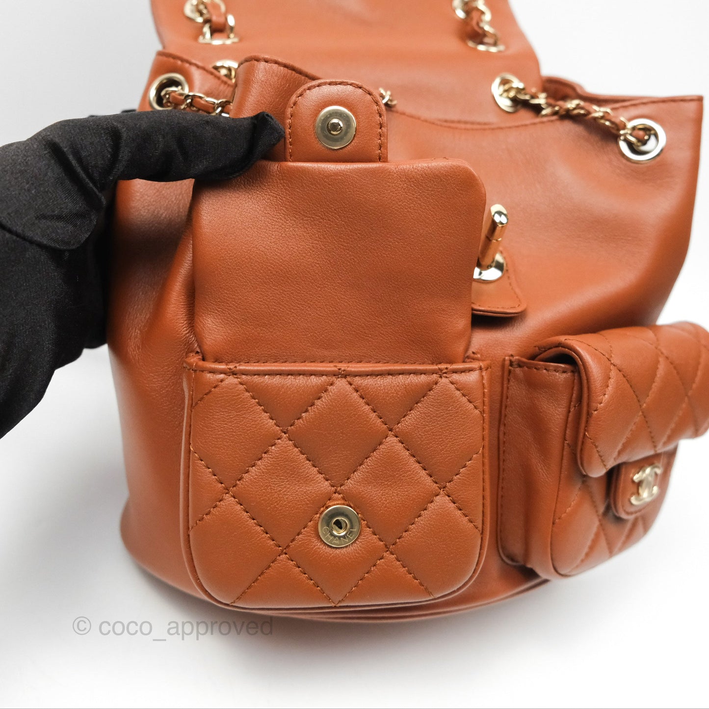 Chanel Medium Duma Backpack Tan Brown Calfskin Gold Hardware