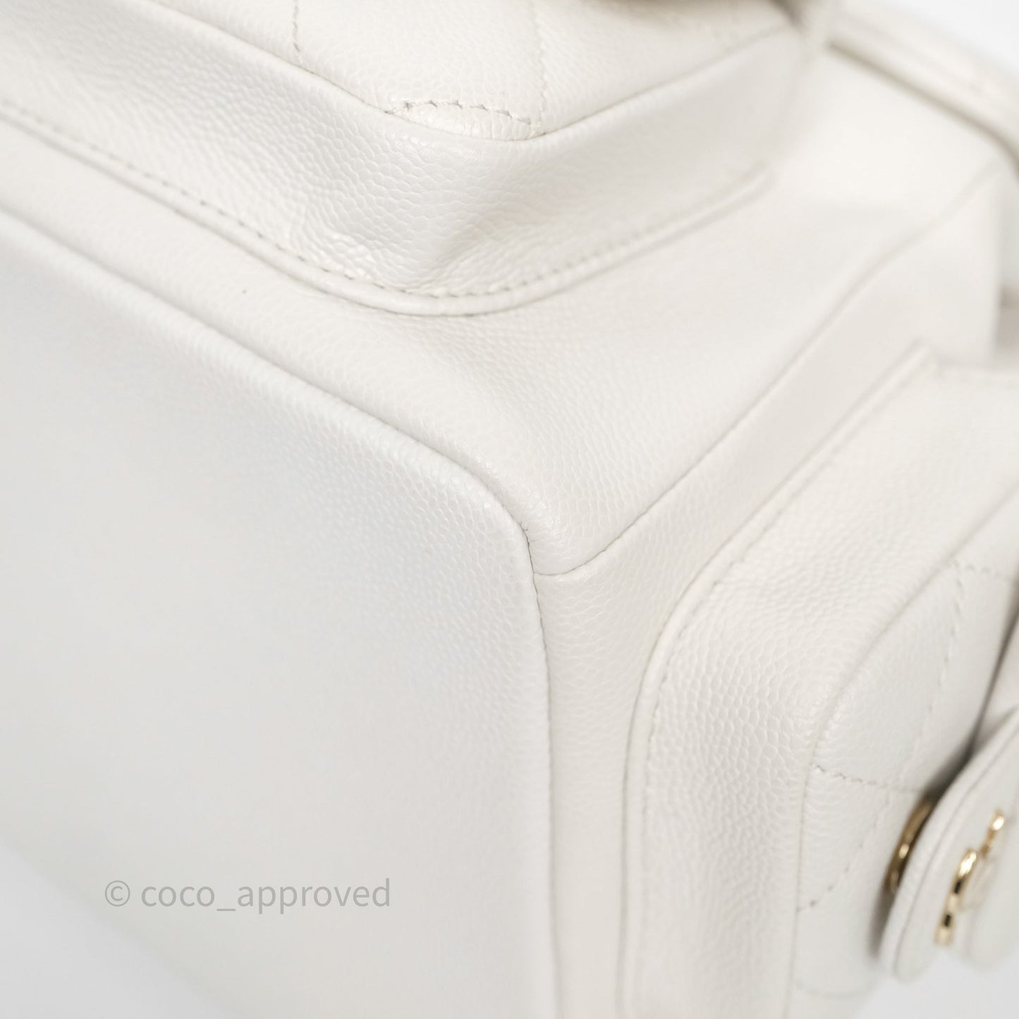 Chanel Duma Backpack White Caviar Gold Hardware 23K
