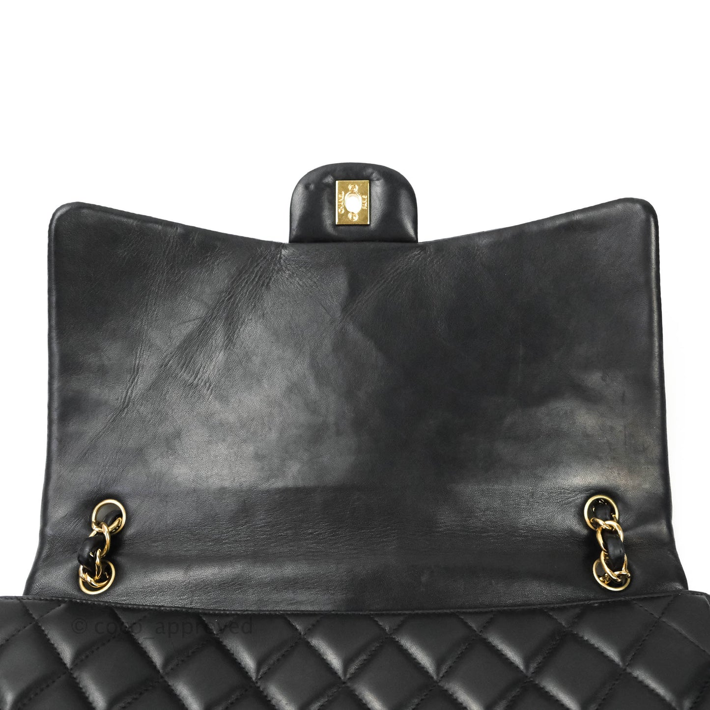 Chanel Single Flap Maxi Lambskin Black Gold Hardware