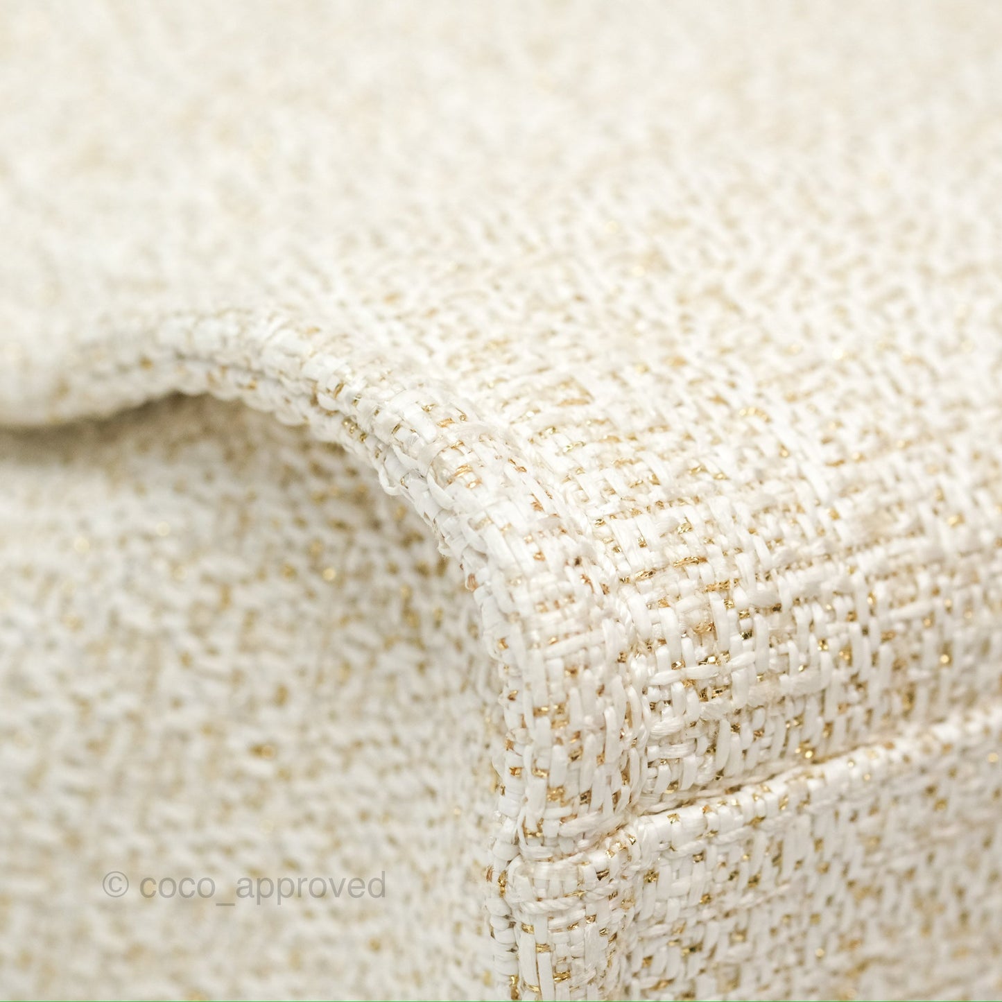 Chanel Mini Deauville Tote Ivory Lurex Boucle Gold Hardware