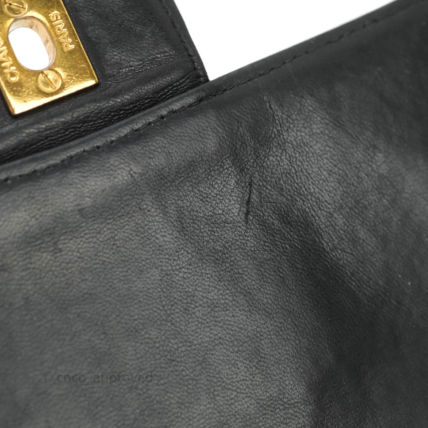 Chanel Vintage Jumbo Single Flap Black Lambskin 24K Gold Hardware