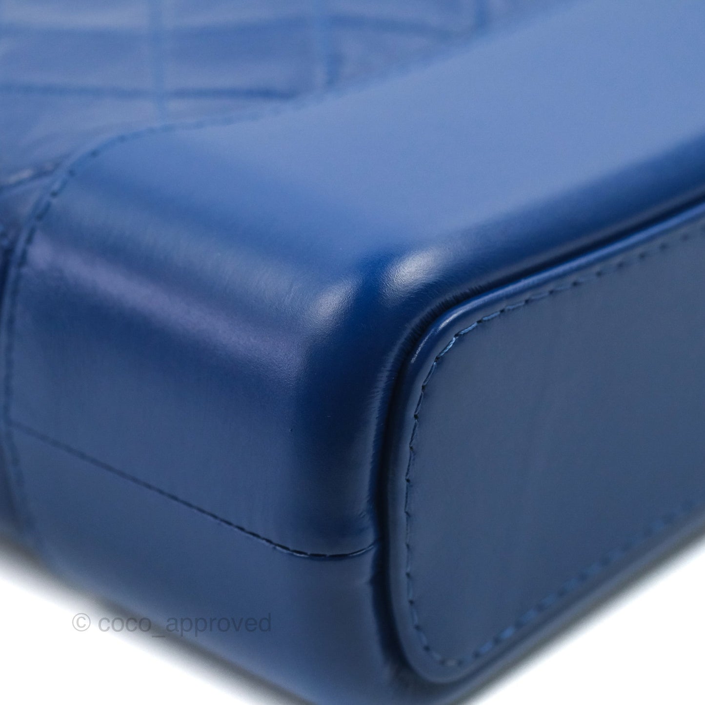 Chanel New Medium Gabrielle Blue Logo Handle Aged Calfskin Mixed Hardware