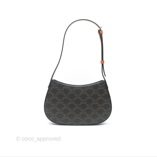 Celine Medium Tilly Bag In Triomphe Canvas and Calfskin Tan