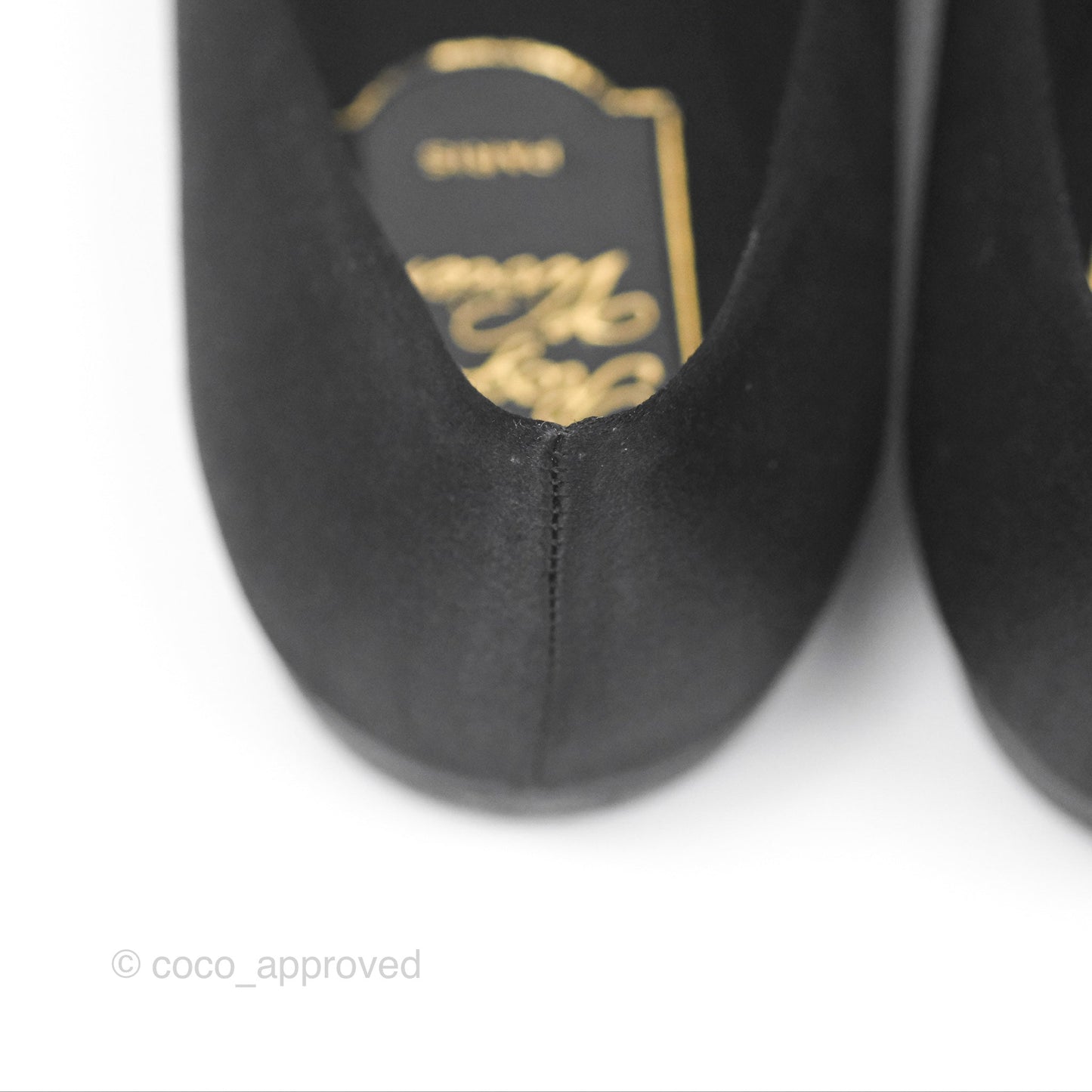 Roger Vivier Ballet Flats Black Satin Gold Hardware Size 36.5