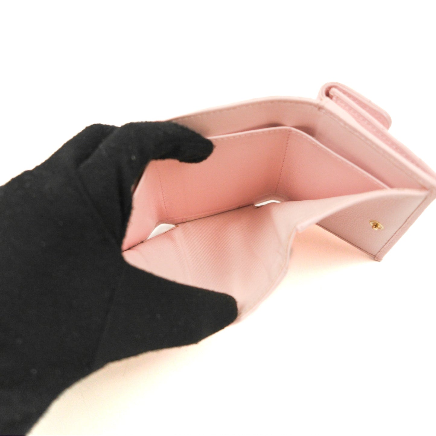 Chanel Quilted Small Classic Flap Trifold Wallet Pink Caviar Gold Hardware
