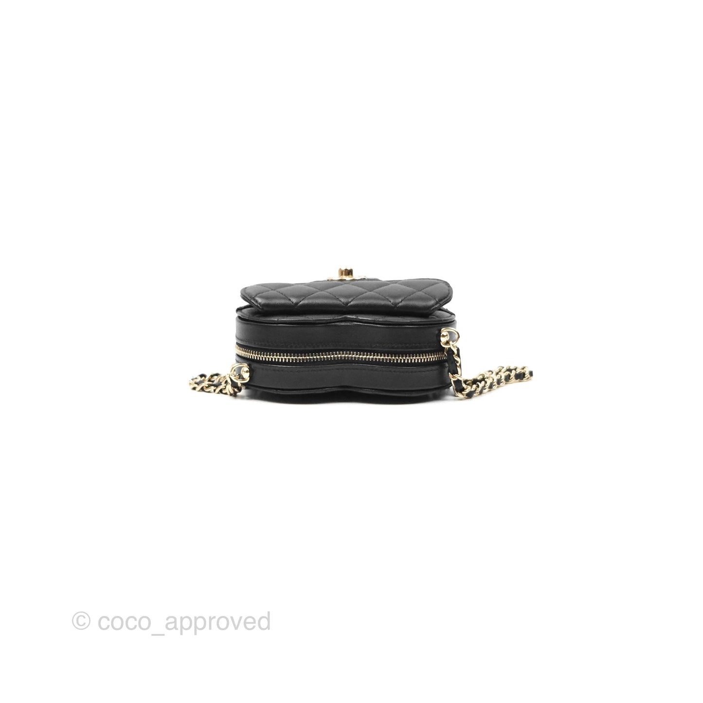 Chanel Small Heart Bag Black Lambskin Gold Hardware 22S