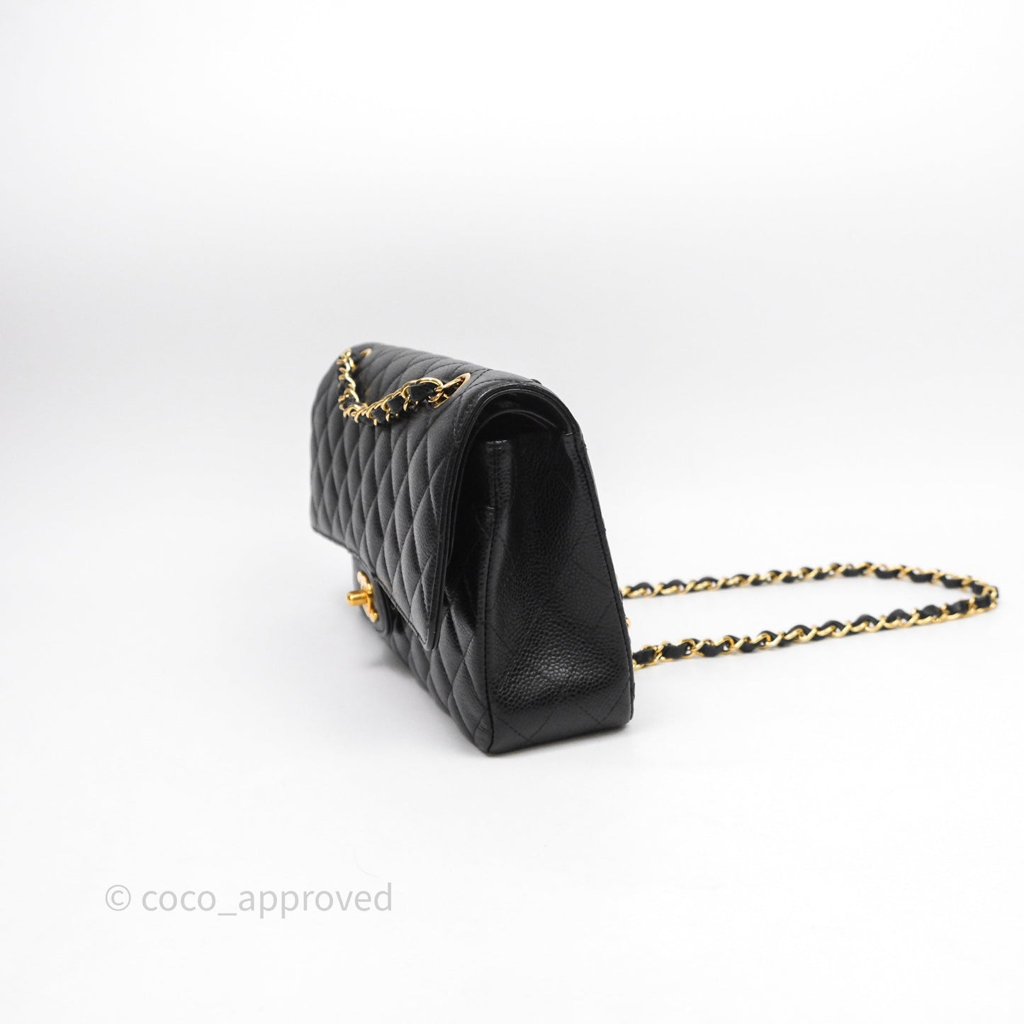 Chanel Classic M/L Medium Flap Quilted Black Caviar Gold Hardware