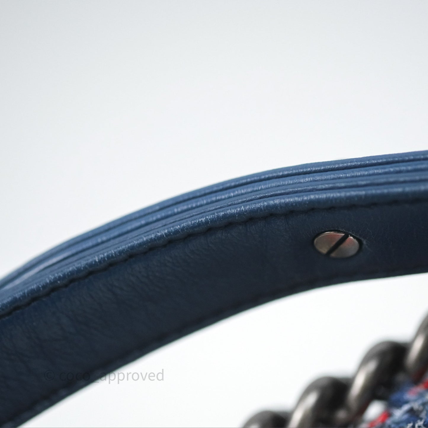 Chanel Small Boy Blue Denim Tweed Ruthenium Hardware
