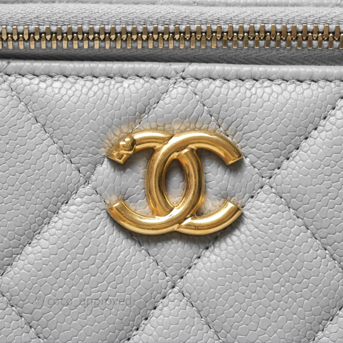 Chanel Vanity with Heart Adjustable Chain Grey Caviar Aged Gold Hardware