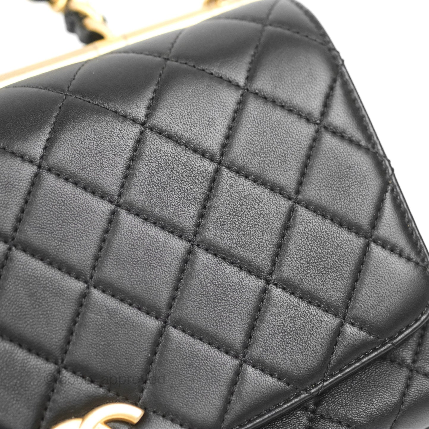 Chanel La Parisienne Top Handle Flap Bag Black Lambskin Aged Gold Hardware