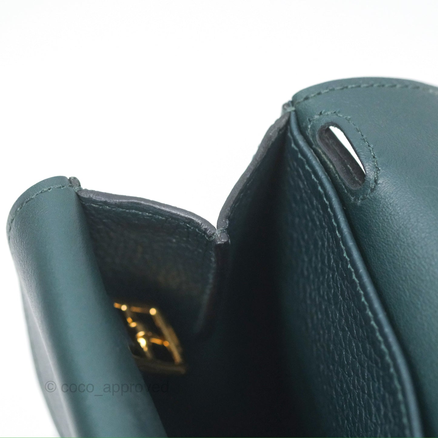 Hermès Halzan 25 Taurillon Clemence 60 Vert Cypres Gold Hardware