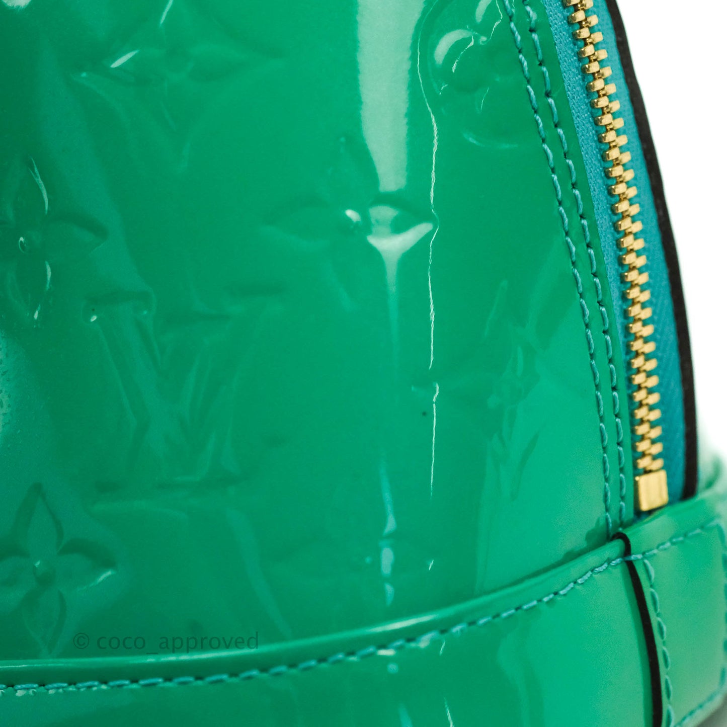 Louis Vuitton Alma BB Monogram Green Patent Gold Hardware