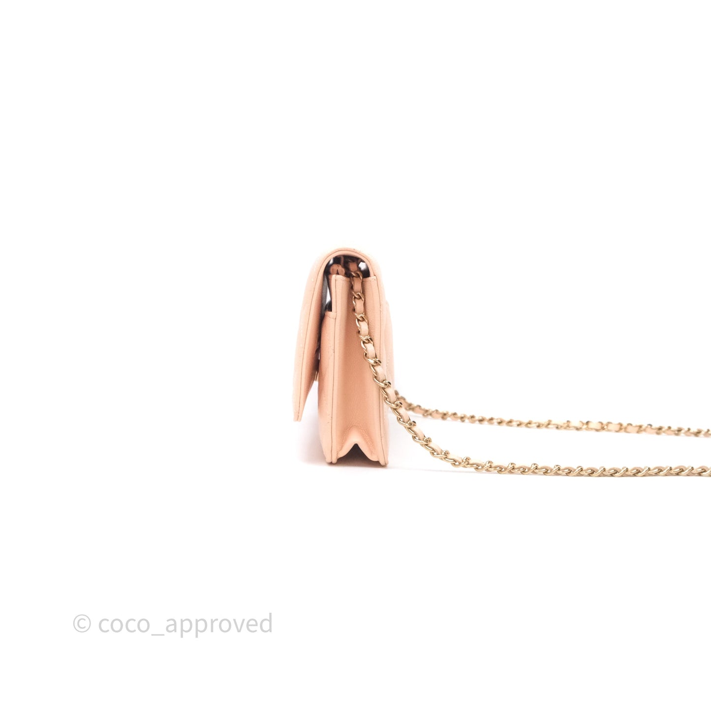 Chanel Quilted Classic Wallet on Chain WOC Pink Caviar Gold Hardware