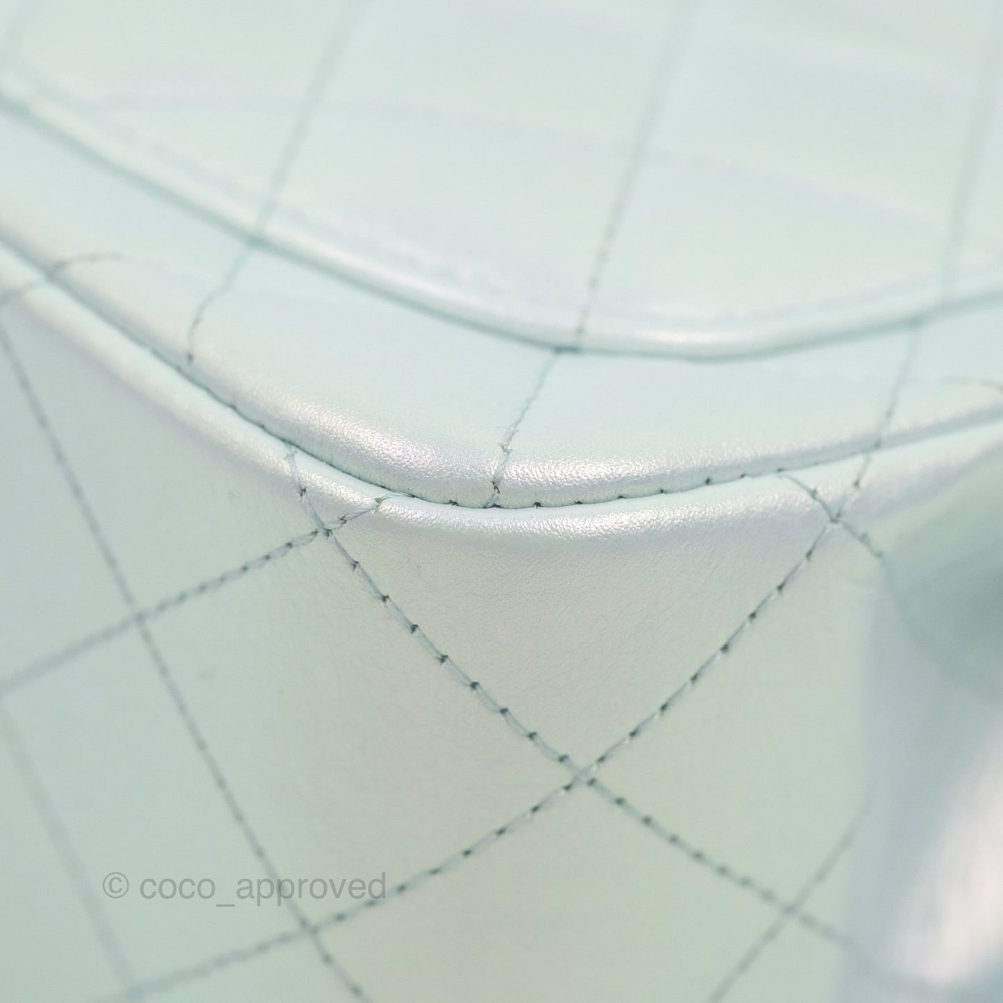 Chanel Mini Square Quilted Iridescent Icy Blue Silver Hardware