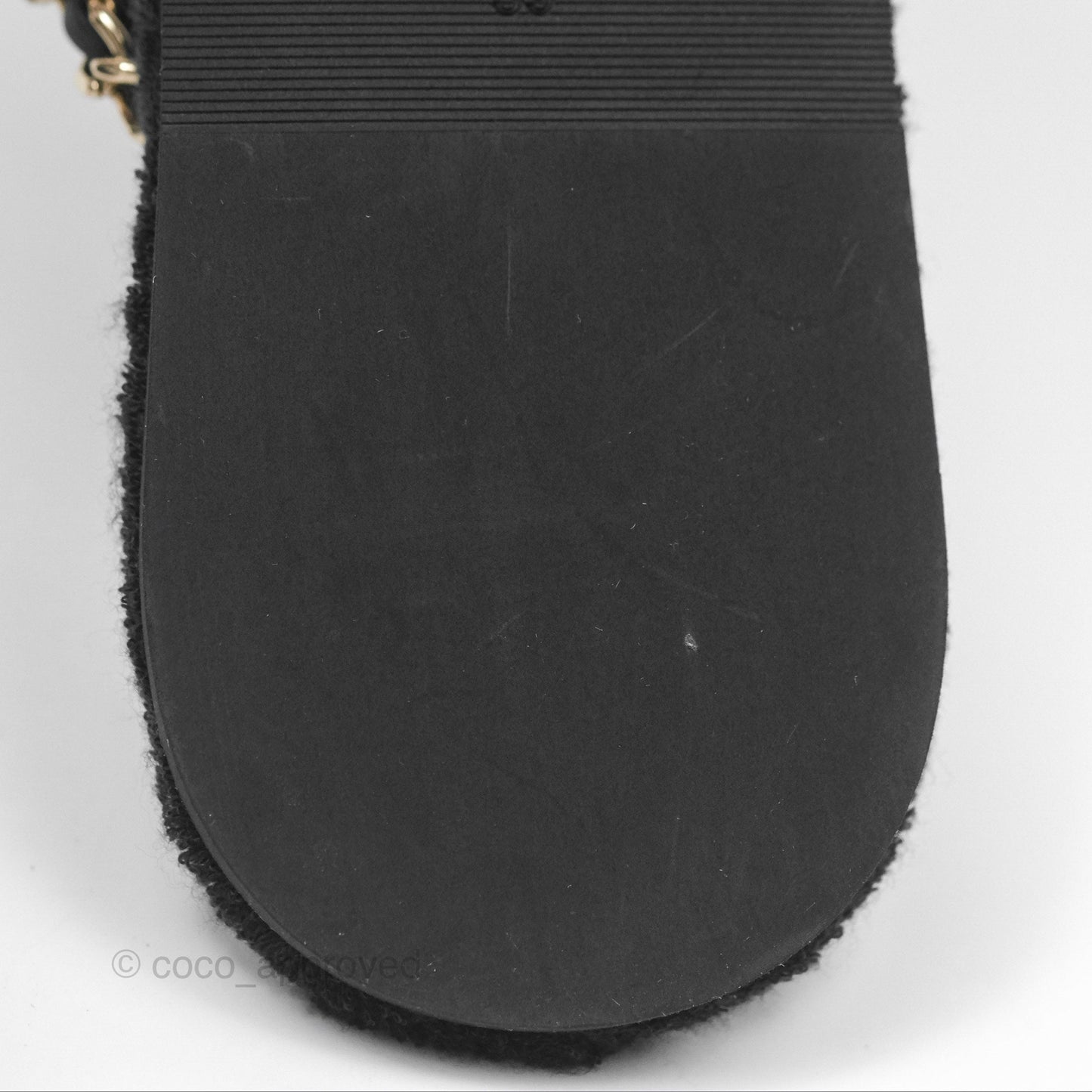 Chanel Chain Terry Slide Thong Sandals Black Size 39