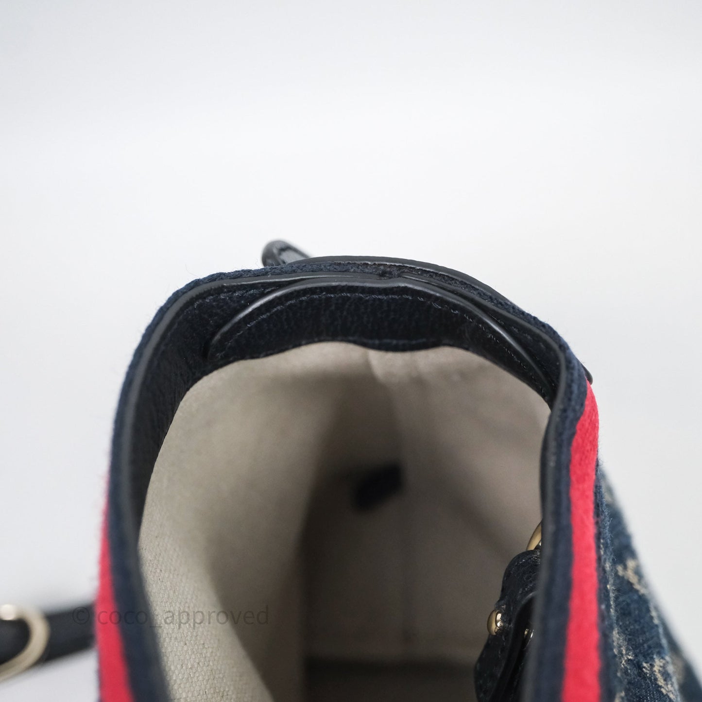 Gucci Giglio Small Tote Bag Blue and White GG Denim