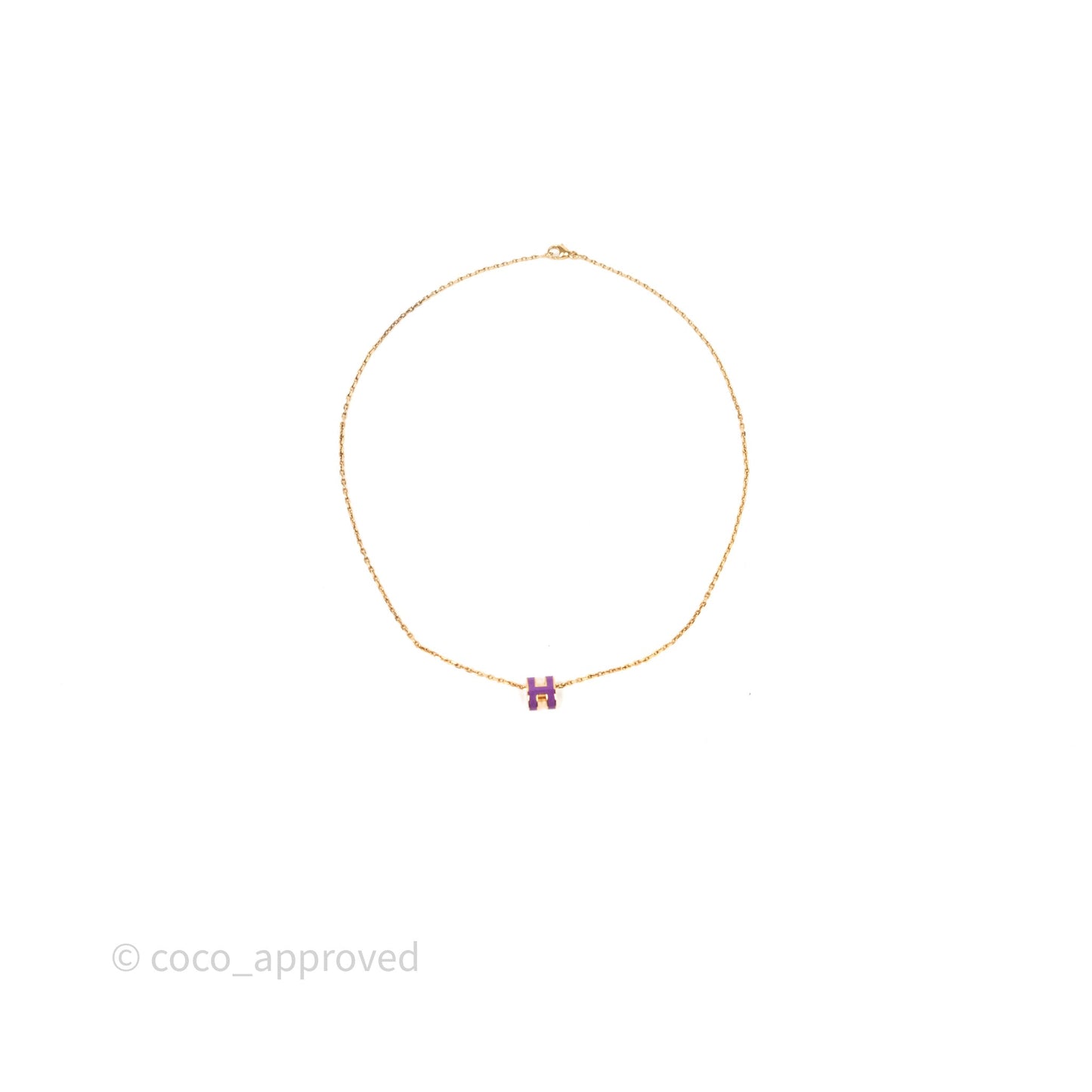 Hermès Mini Pop H Pendant Necklace Purple Gold Hardware