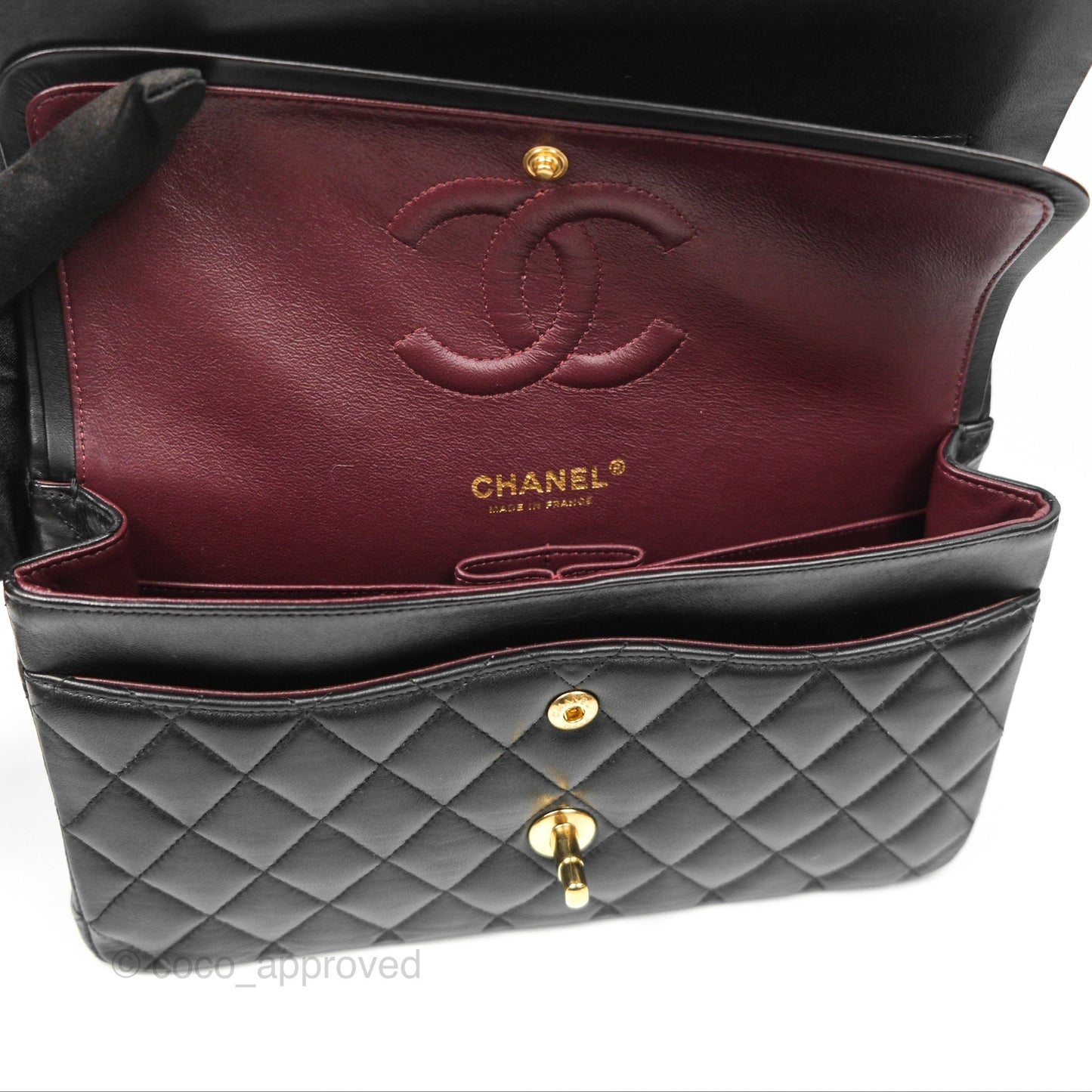 Chanel Classic M/L Medium Flap Quilted Black Lambskin Gold Hardware