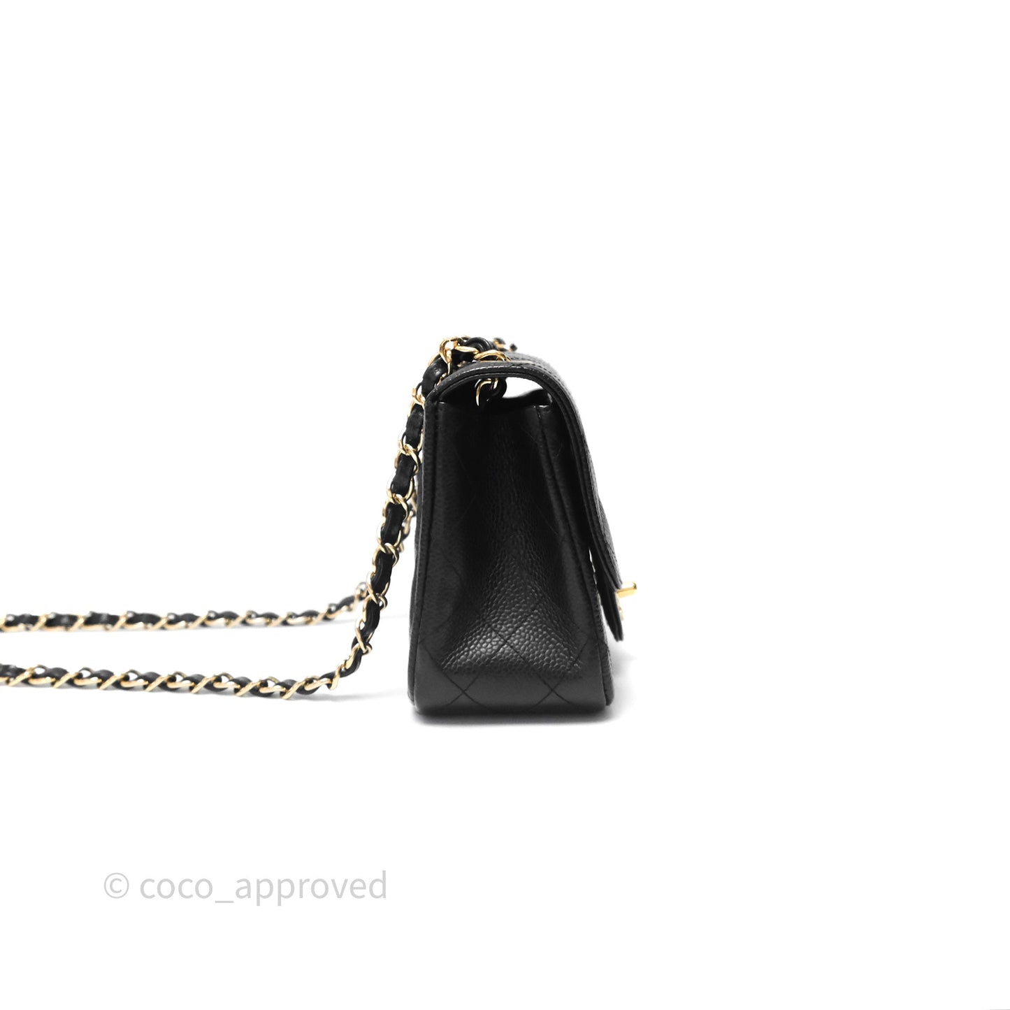 Chanel Vintage Mini Square Flap Quilted Black Caviar 24K Gold Hardware