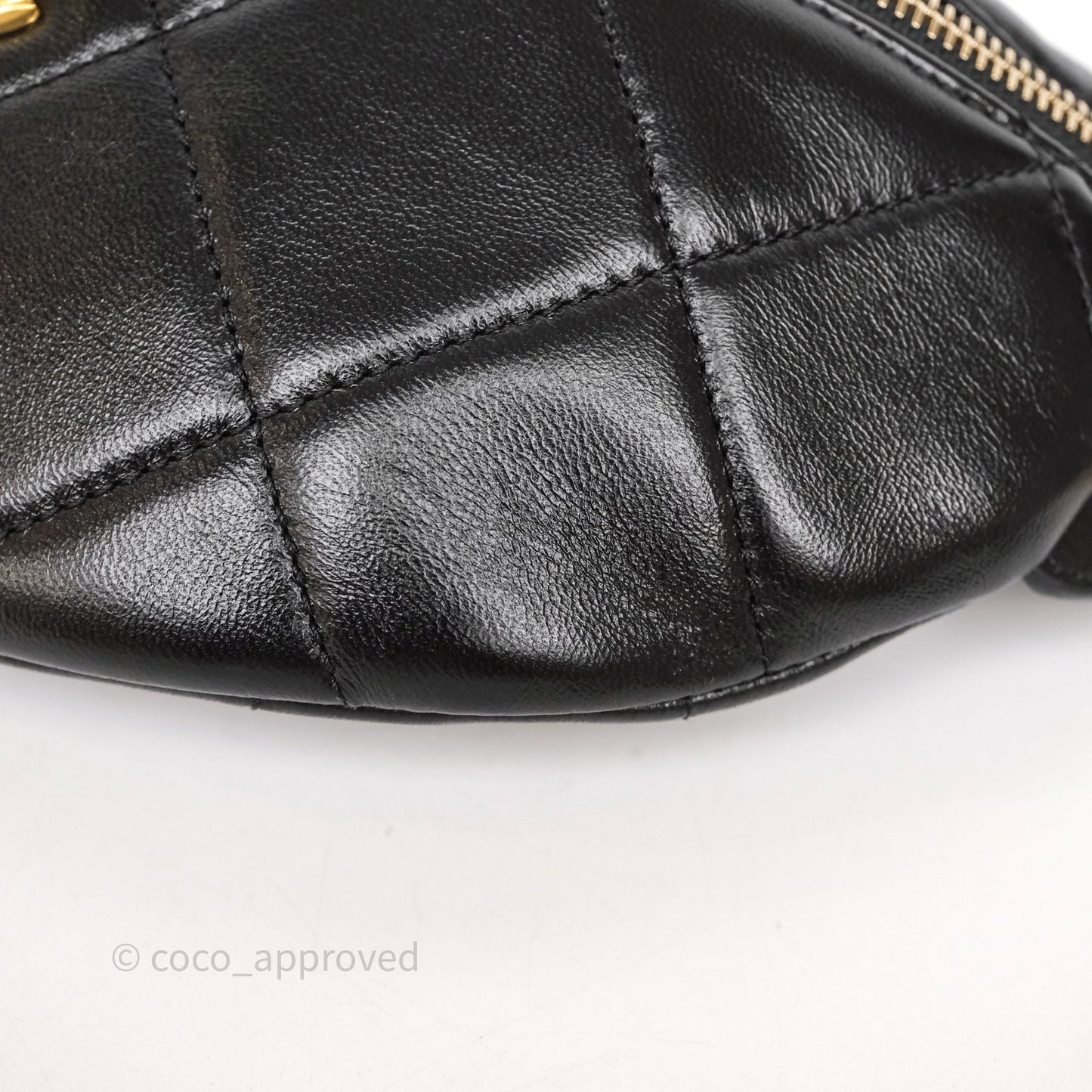 Chanel Quilted Waist Bag Lambskin Black Aged Gold Hardware