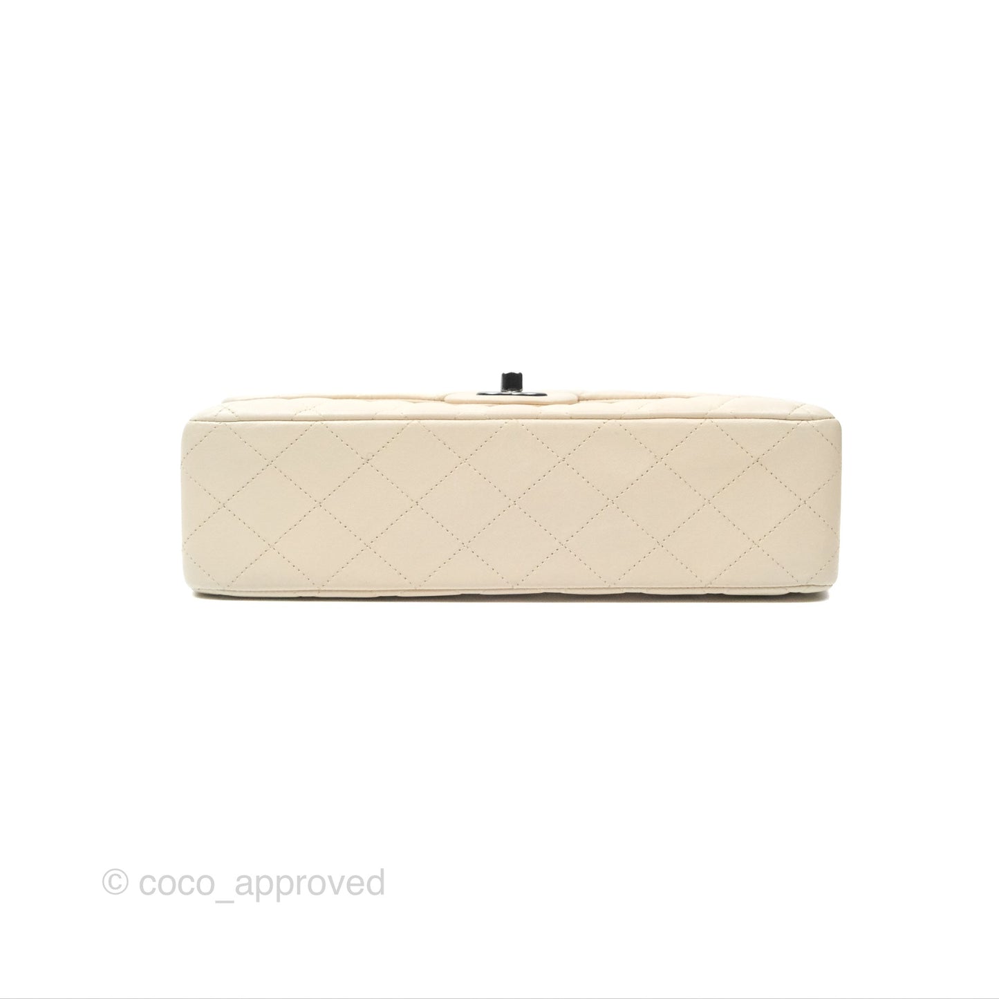 Chanel Classic M/L Medium Flap Quilted Pale Beige Lambskin Gun Metal