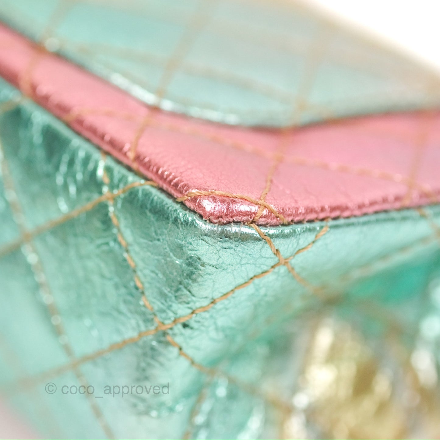 Chanel Quilted Mini Reissue 224 Metallic Rainbow Crumpled Calfskin Gold Hardware