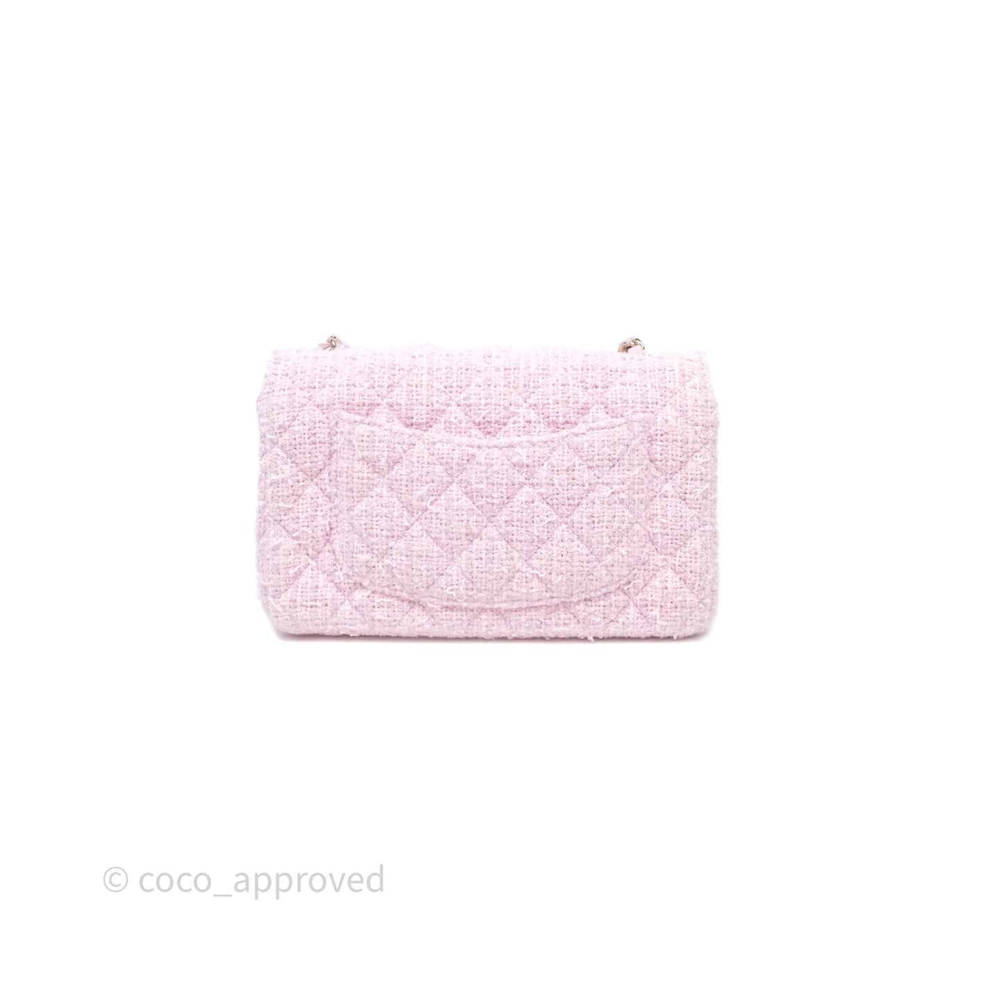 Chanel Classic Mini Rectangular Flap Pink Tweed Gold Hardware