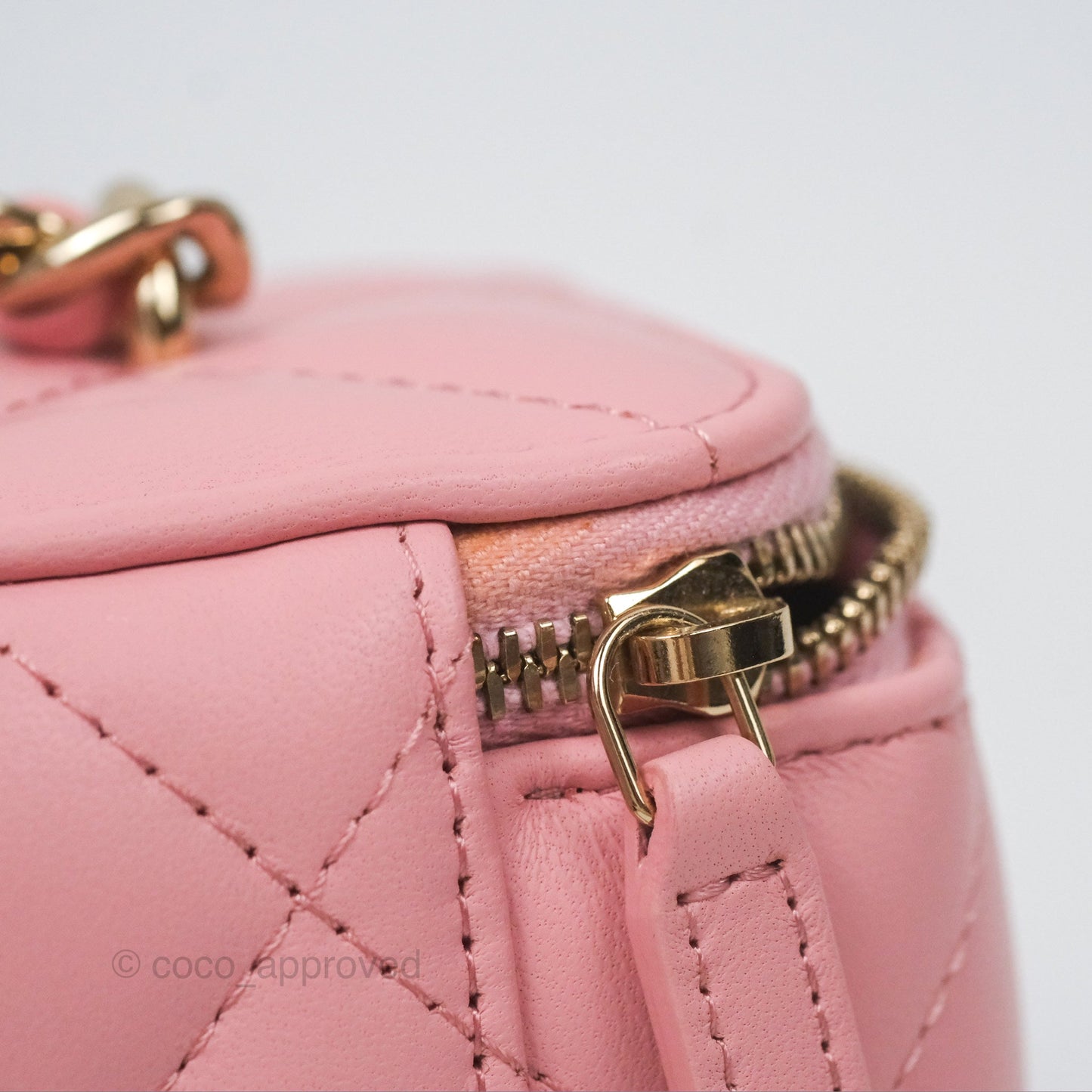 Chanel Resin Elegant Chain Vanity Case Pink Lambskin Gold Hardware
